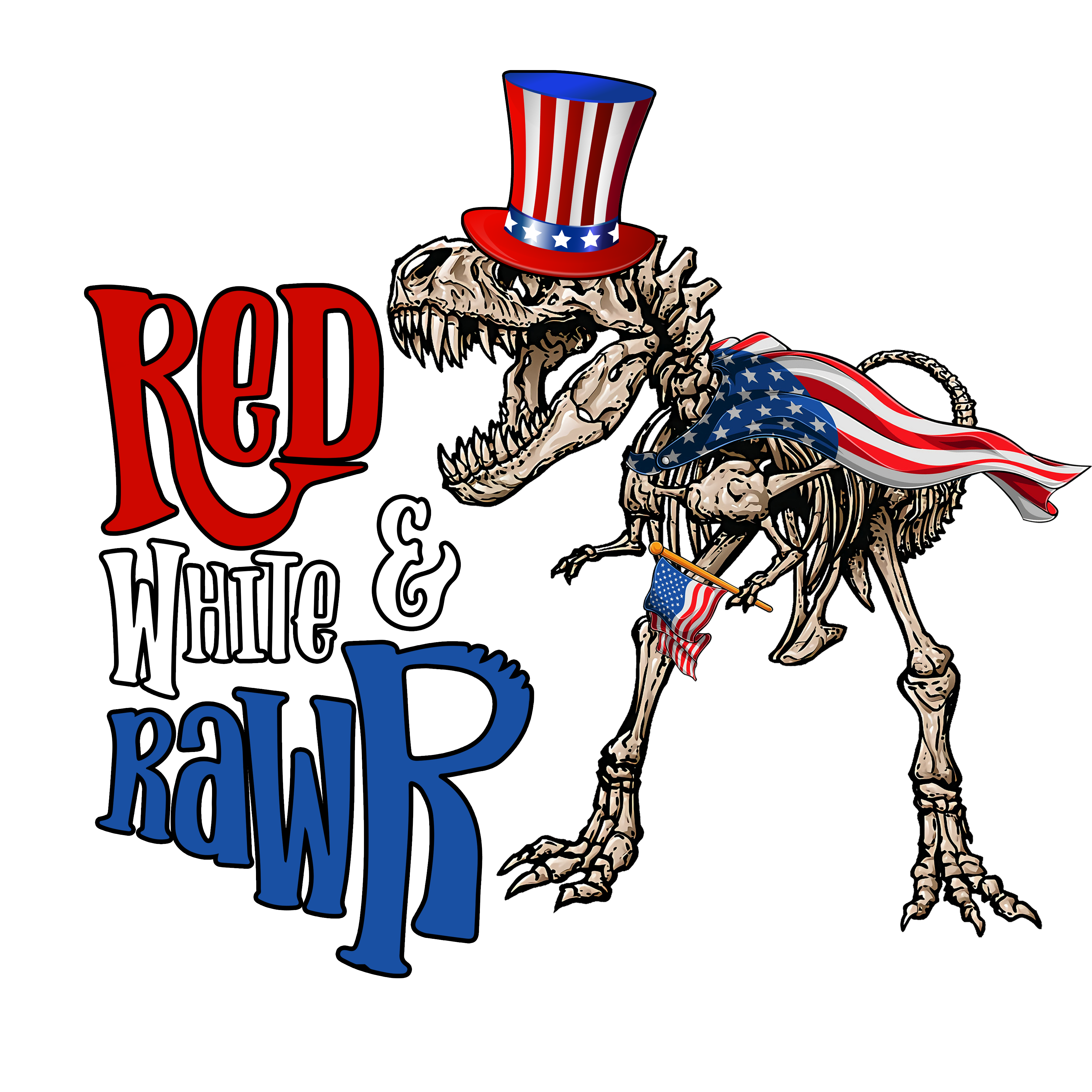 Sublimation Prints - Red White and Rawr Dinosaur - The Vinyl Haus Main image