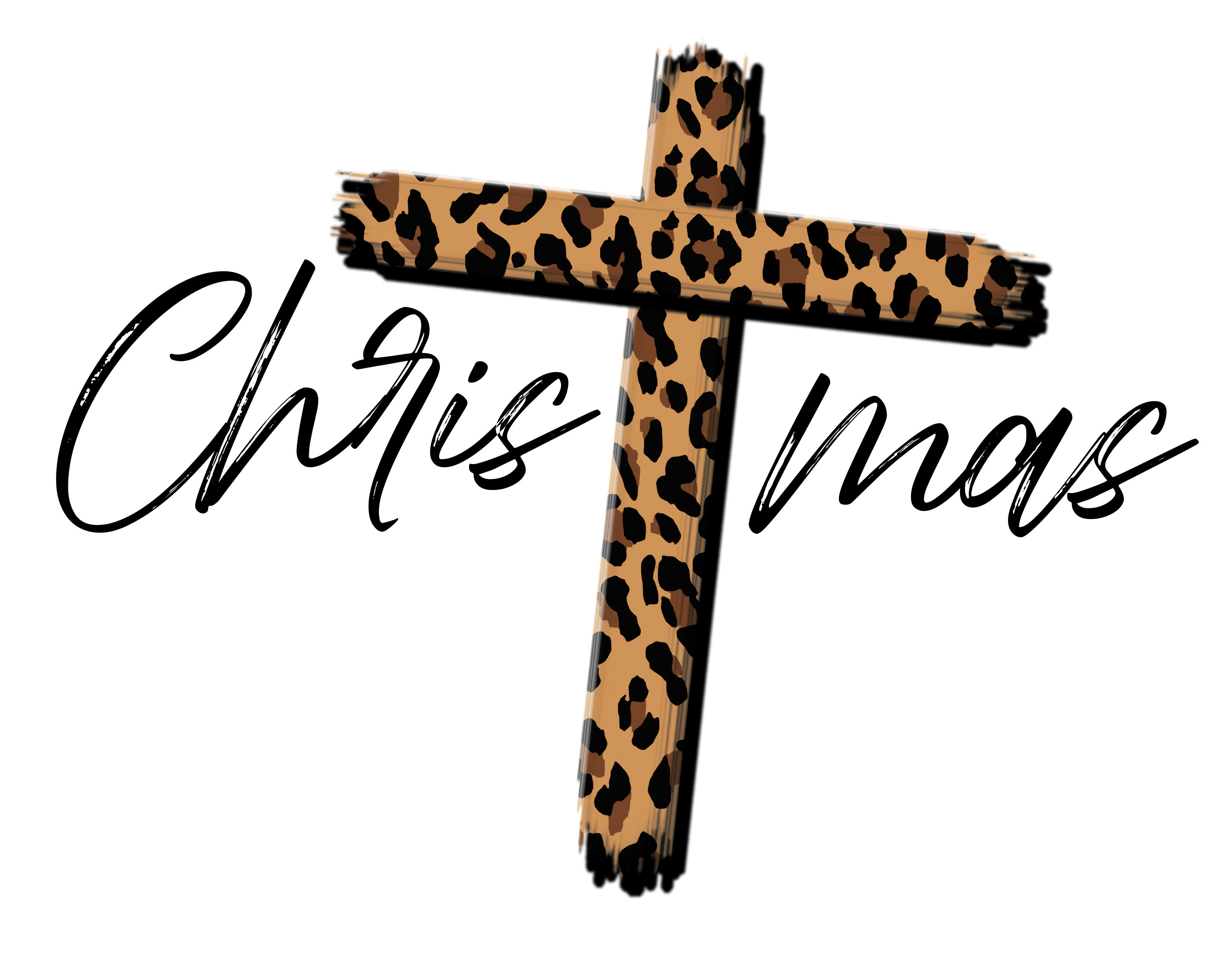 Sublimation Prints - Merry Christmas Leopard Cross - The Vinyl Haus