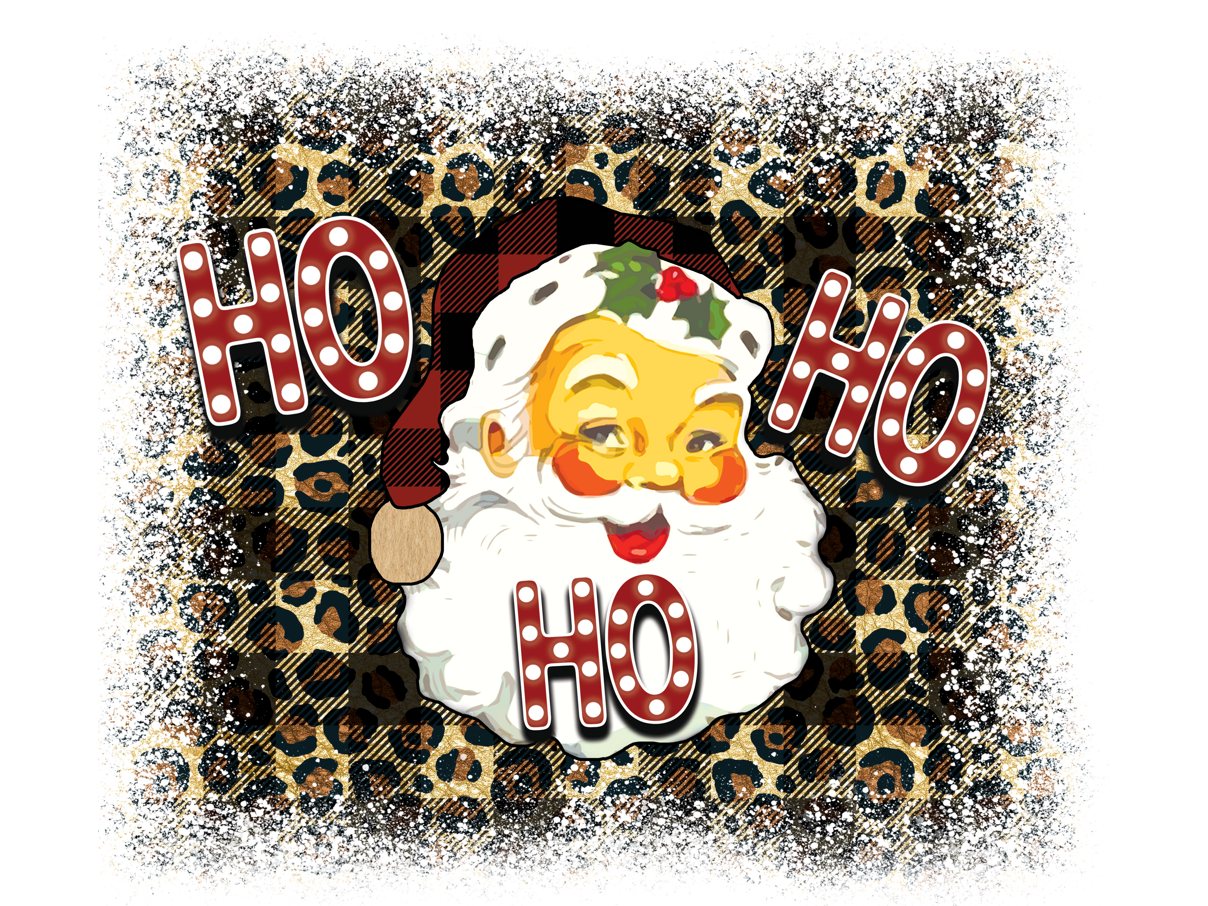 Sublimation Prints - Vintage Santa Leopard Background - The Vinyl Haus