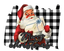 Sublimation Prints - Vintage Santa With Package White Buffalo Plaid Background - The Vinyl Haus