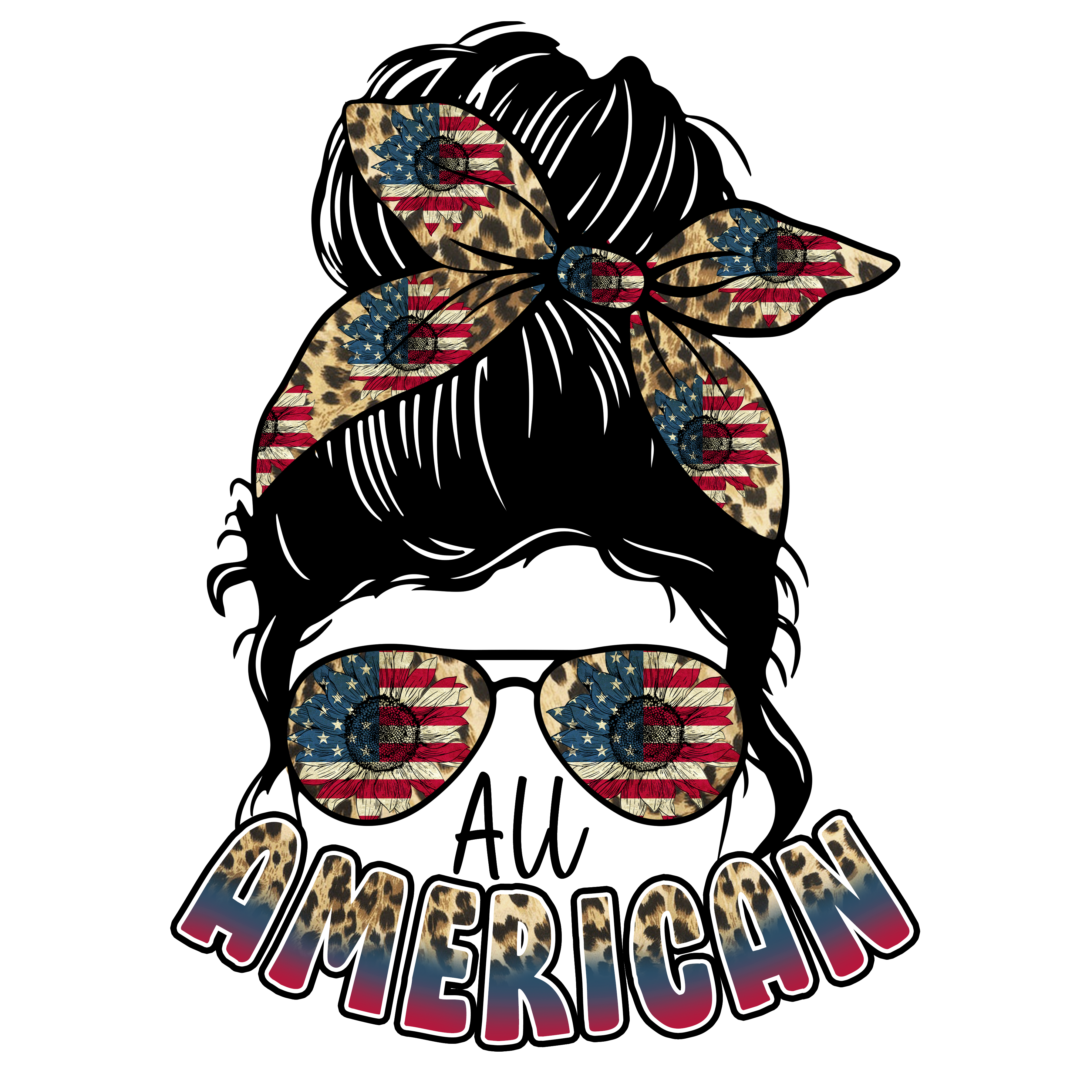 Sublimation Prints - All American Messy Bun - The Vinyl Haus Main image
