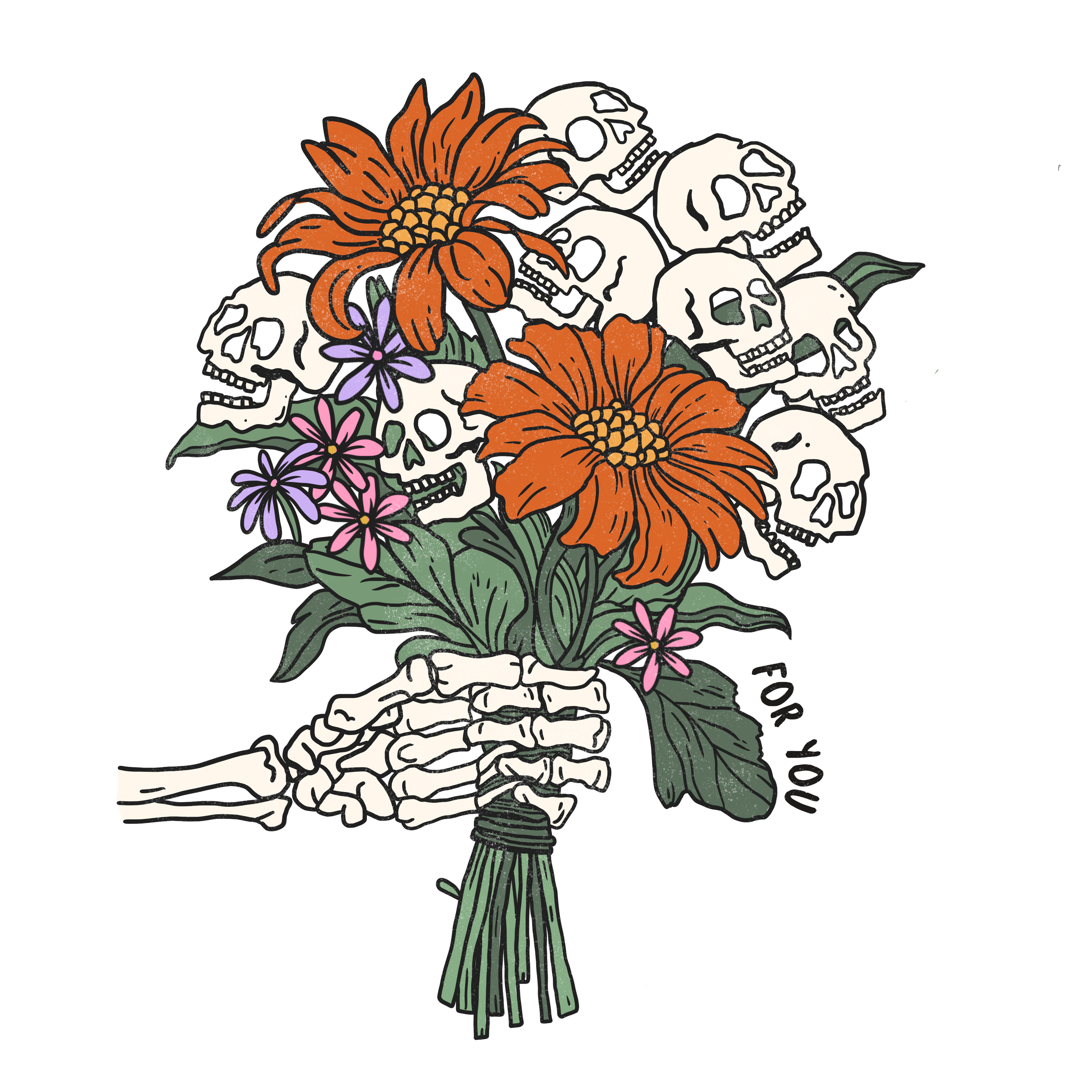 Sublimation Prints - Skeleton Hand With Flowers - The Vinyl Haus Main image