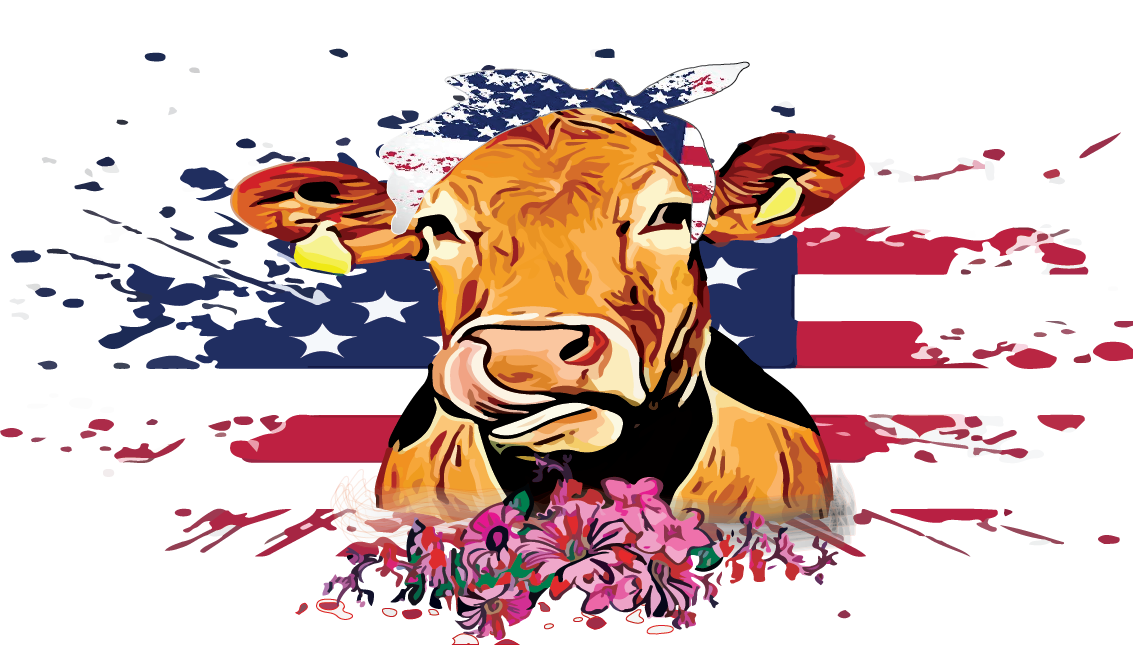 Sublimation Prints - Patriotic Cow - The Vinyl Haus Main image
