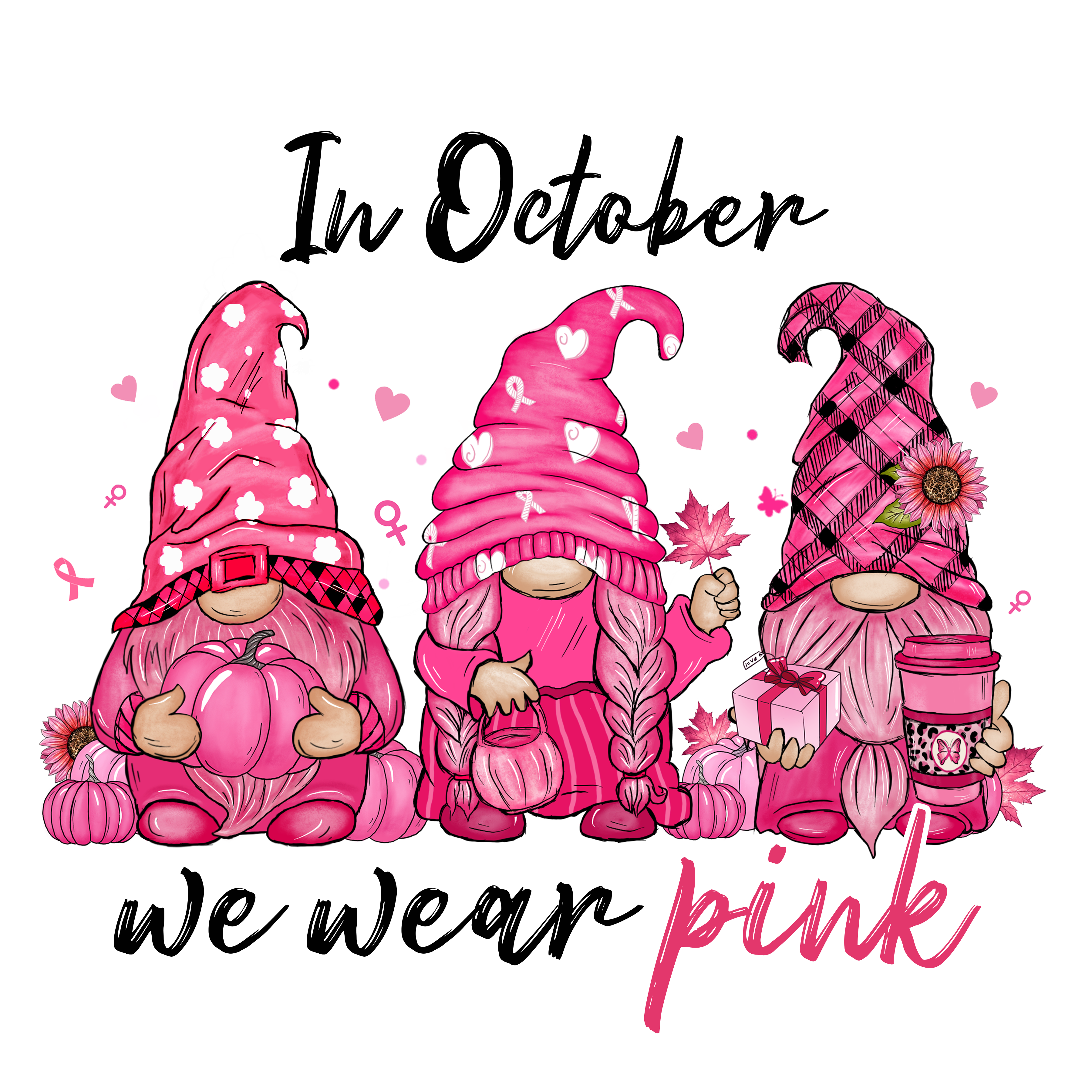 Sublimation Prints - Pink Gnomes We Wear Pink In October - The Vinyl Haus Main image