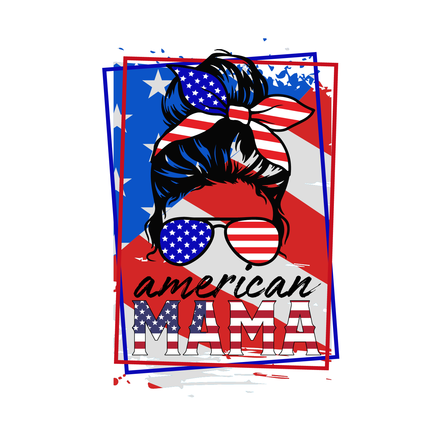 Sublimation Prints - All American Messy Bun Flag Background - The Vinyl Haus