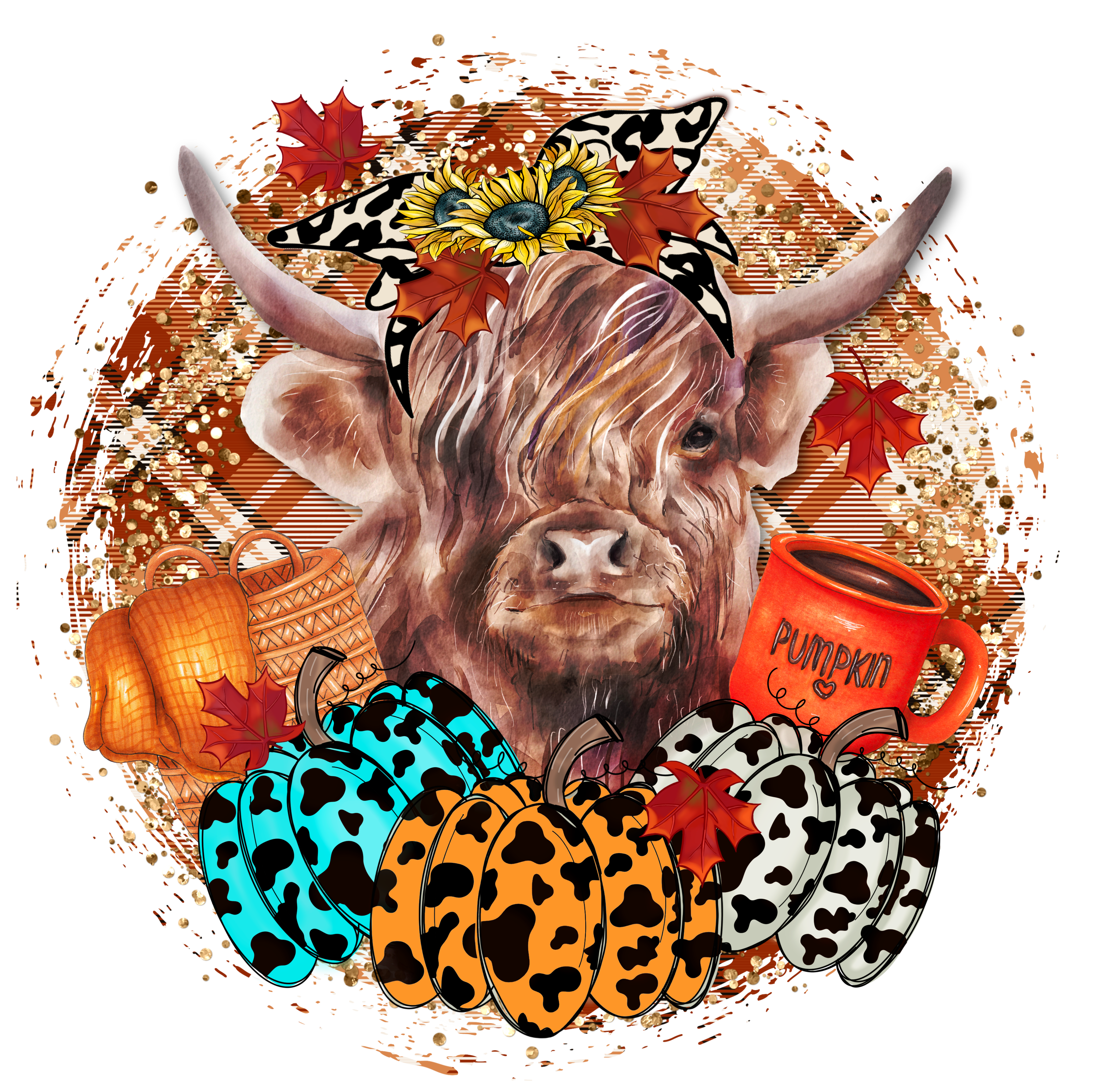 Sublimation Prints - Fall Highland Cow - The Vinyl Haus Main image