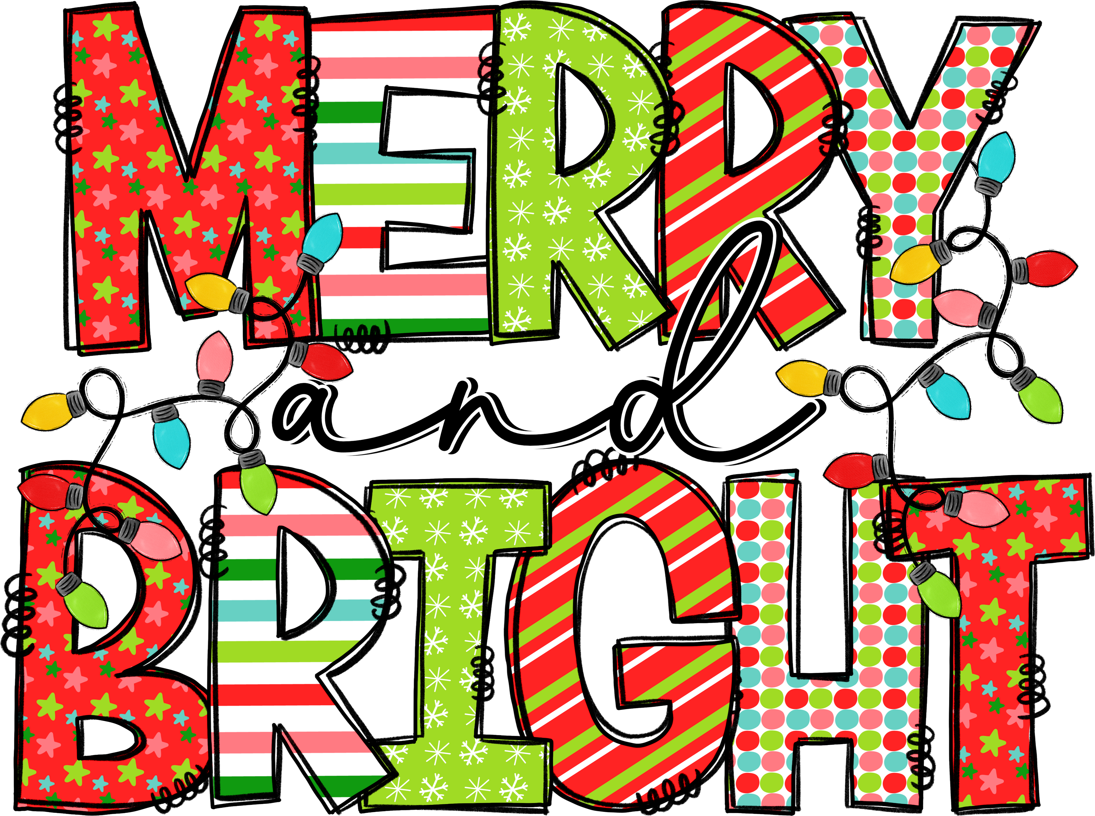 Sublimation Prints -Merry and Bright With Lights - The Vinyl Haus