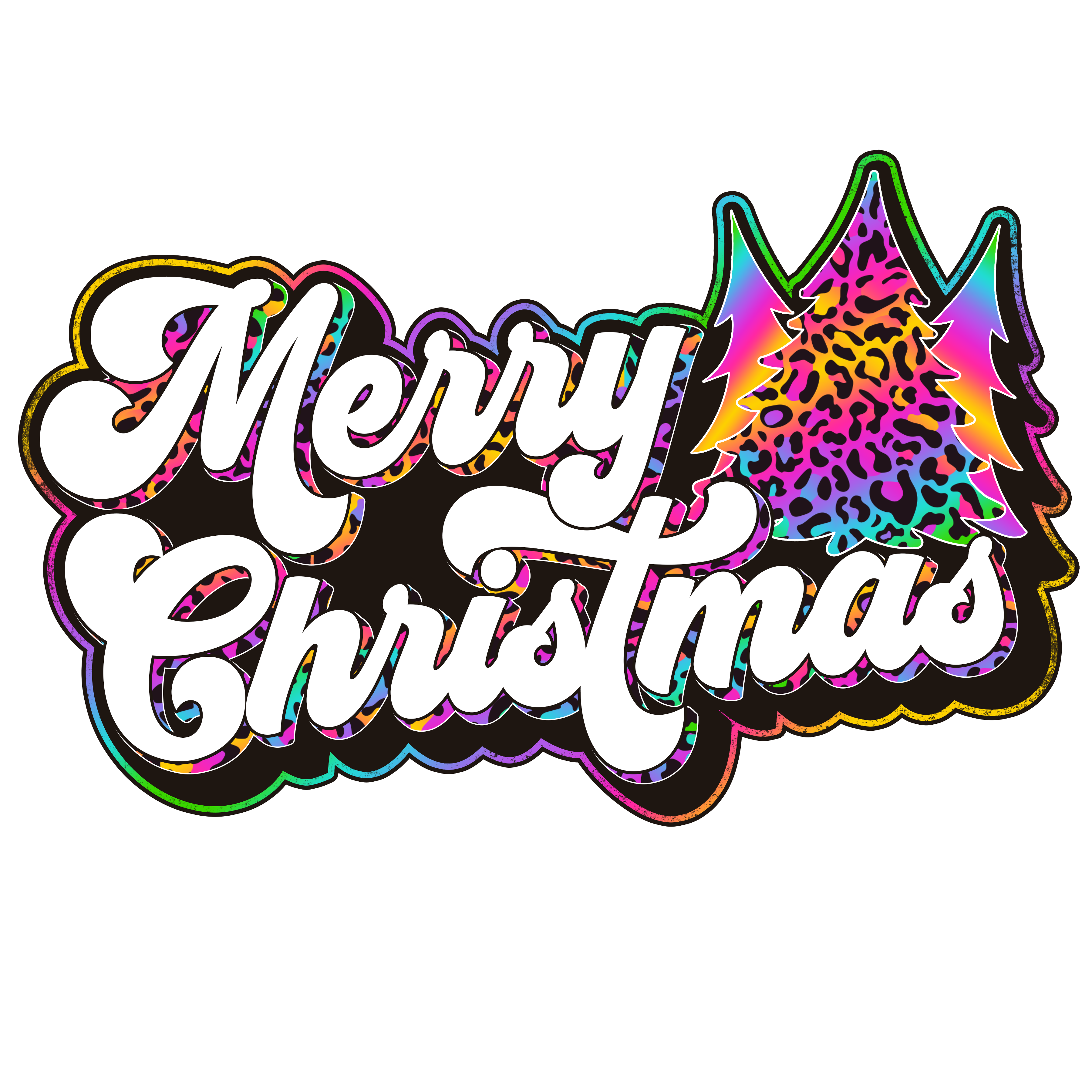 Sublimation Prints - Merry Christmas Neon Trees - The Vinyl Haus Main image