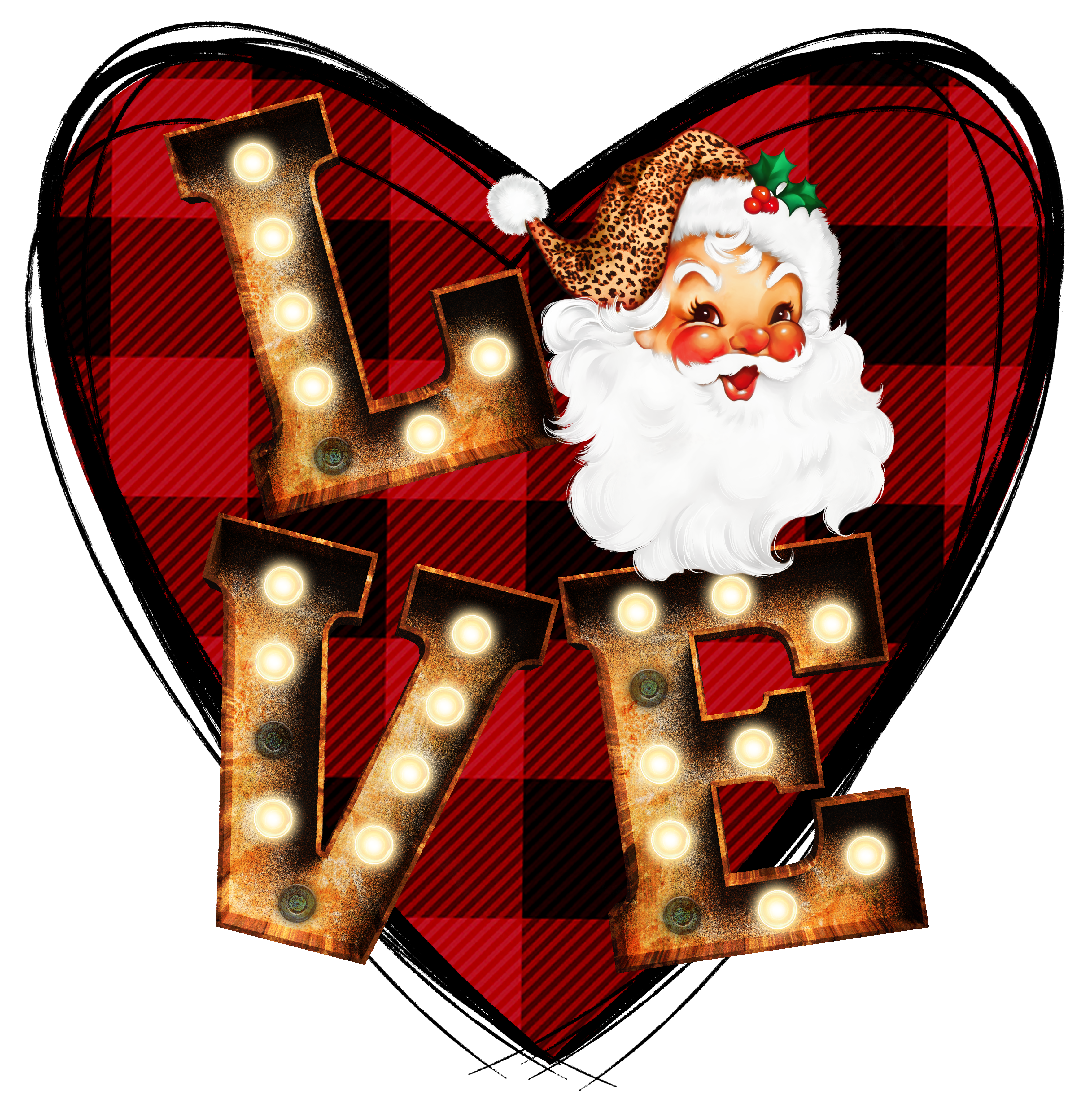 Sublimation Prints - Vintage Santa LOVE - The Vinyl Haus