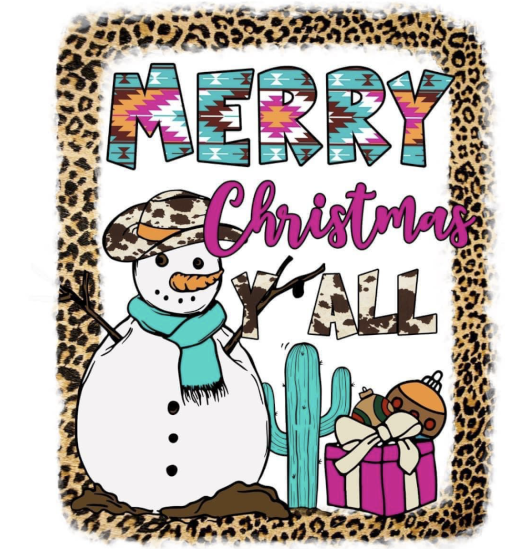 Sublimation Prints -Merry Christmas Y'All Western Snowman - The Vinyl Haus Main image