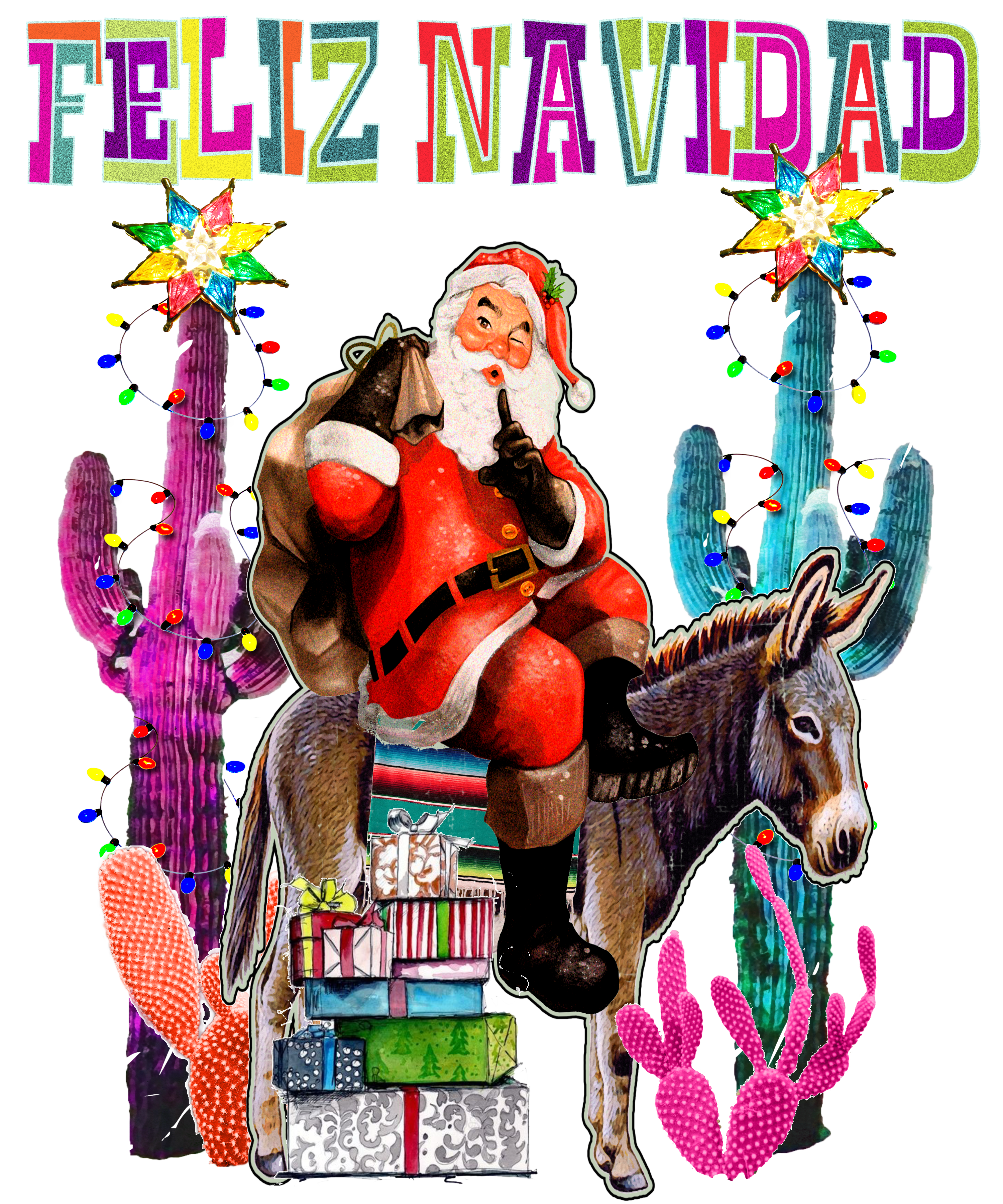 Sublimation Prints - Feliz Navidad Santa on Donkey - The Vinyl Haus Main image