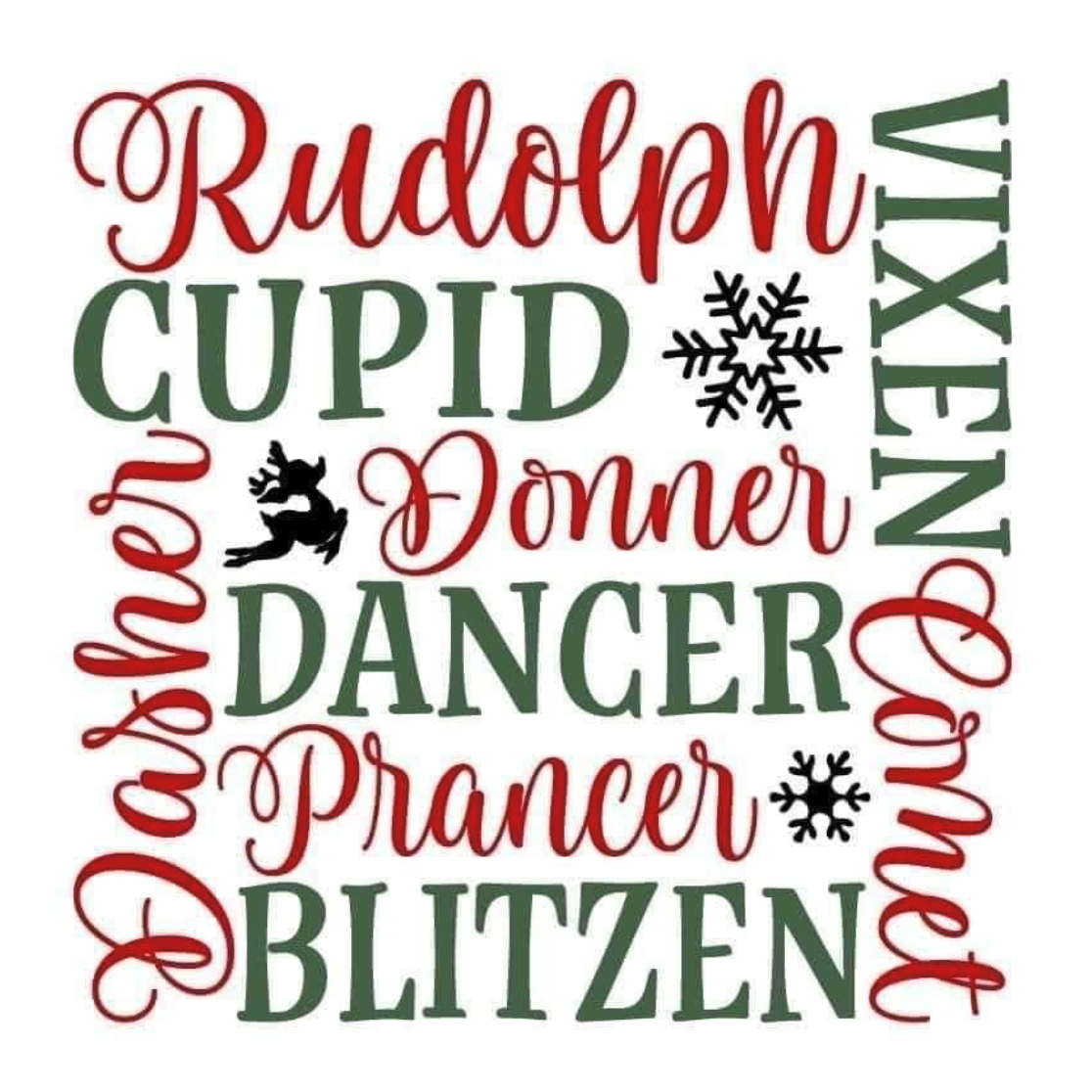 Sublimation Prints - Reindeer Names - The Vinyl Haus Main image