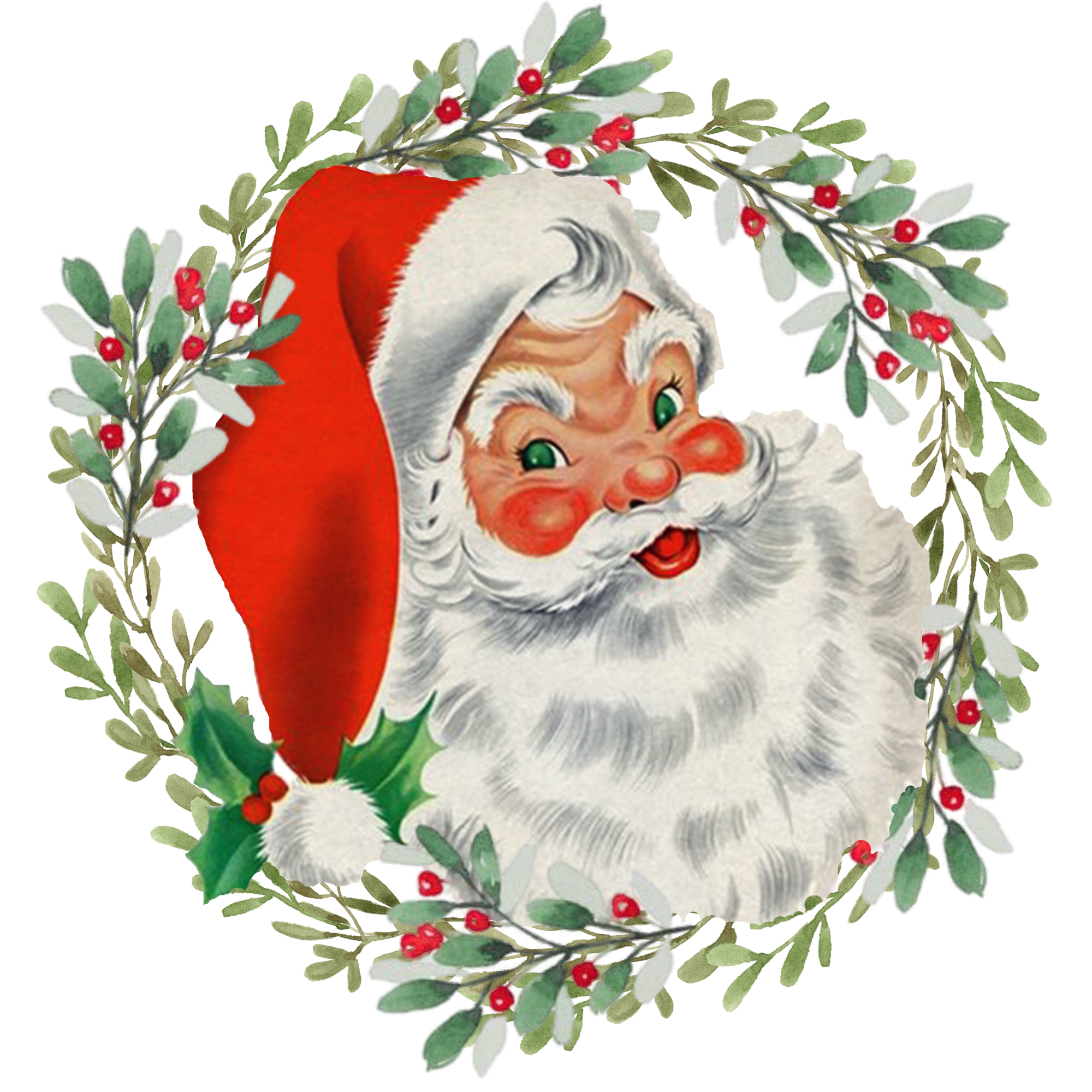 Sublimation Prints -Vintage Santa and Wreath - The Vinyl Haus Main image