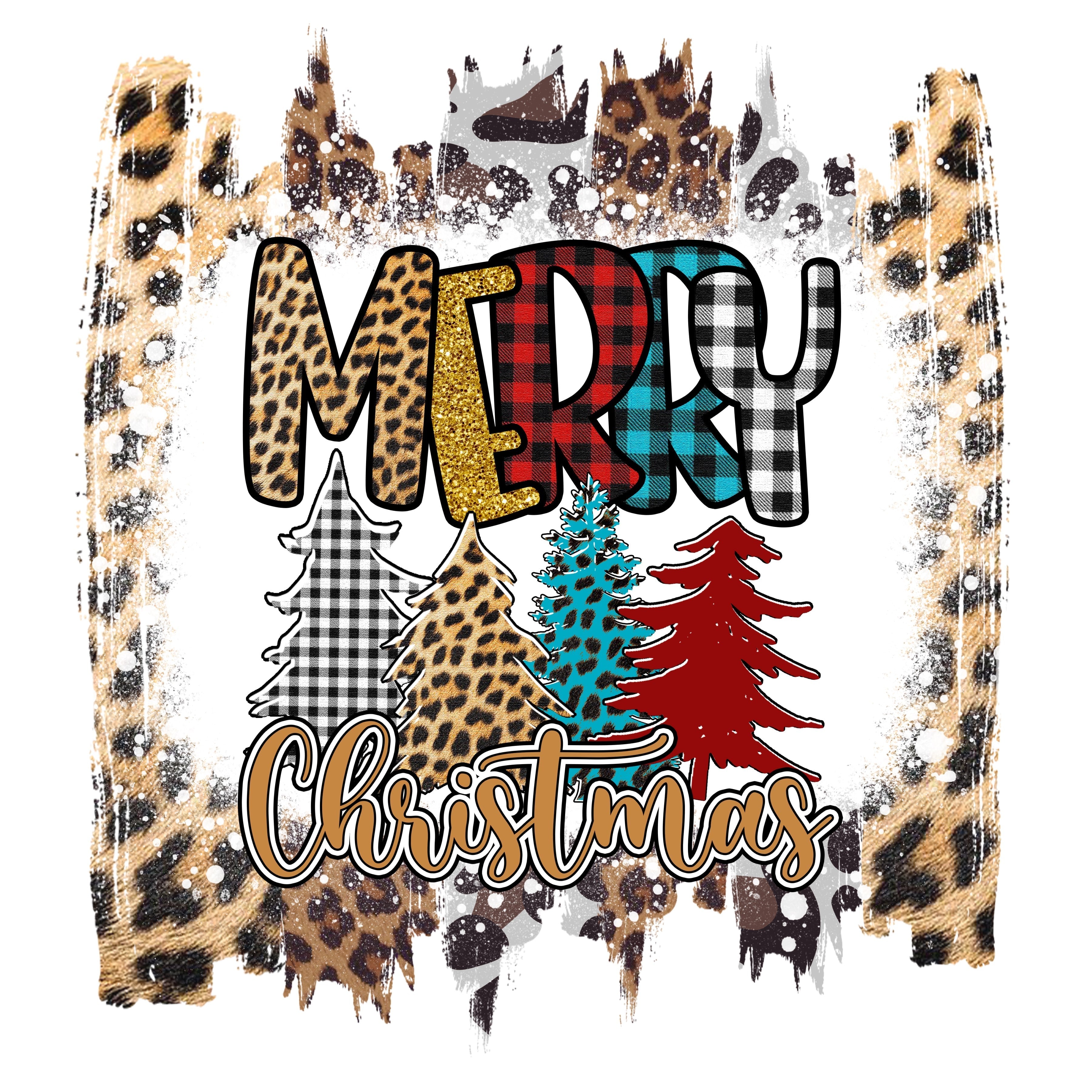 Sublimation Prints - Distressed Merry Christmas Trees - The Vinyl Haus Main image