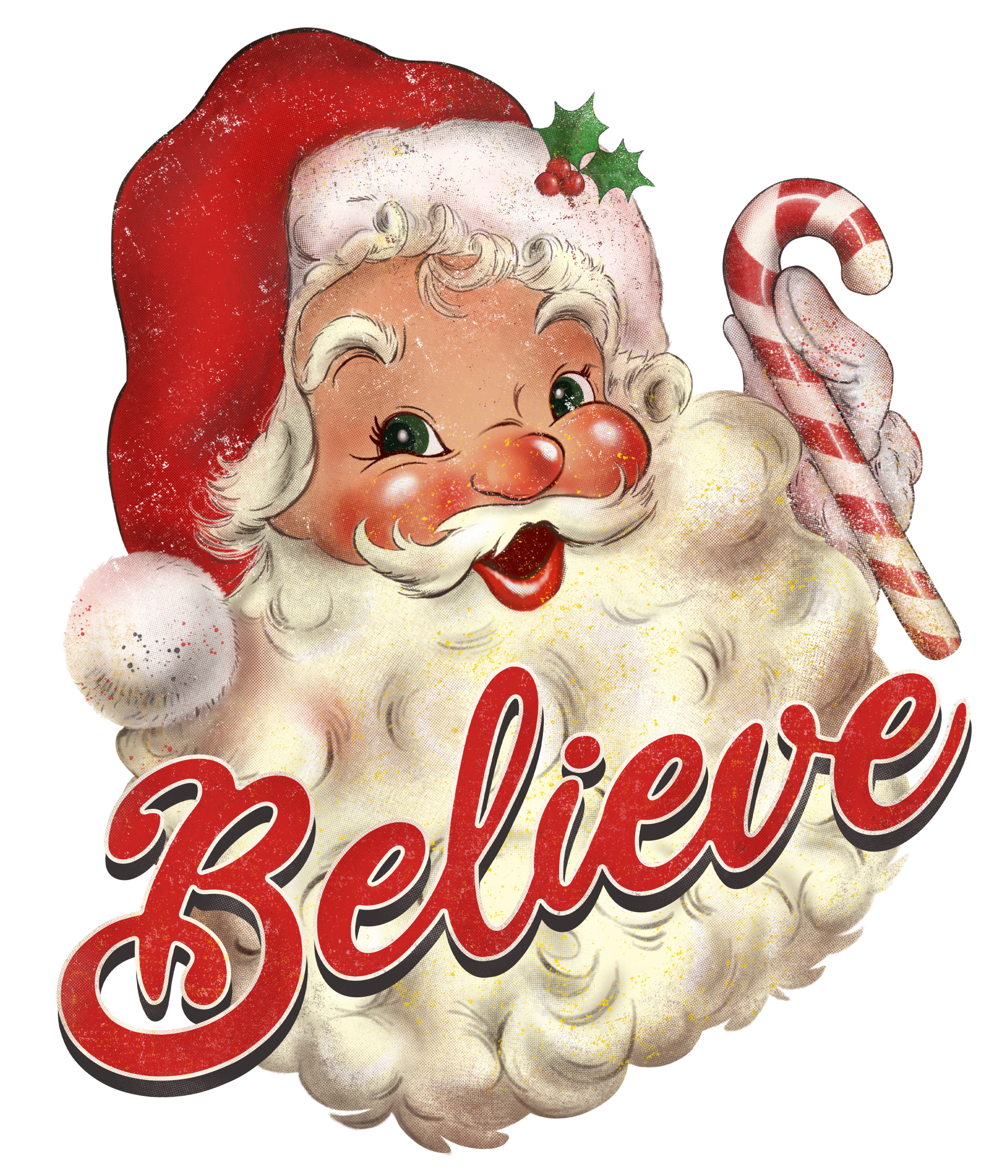Sublimation Prints - Vintage Santa Believe - The Vinyl Haus Main image