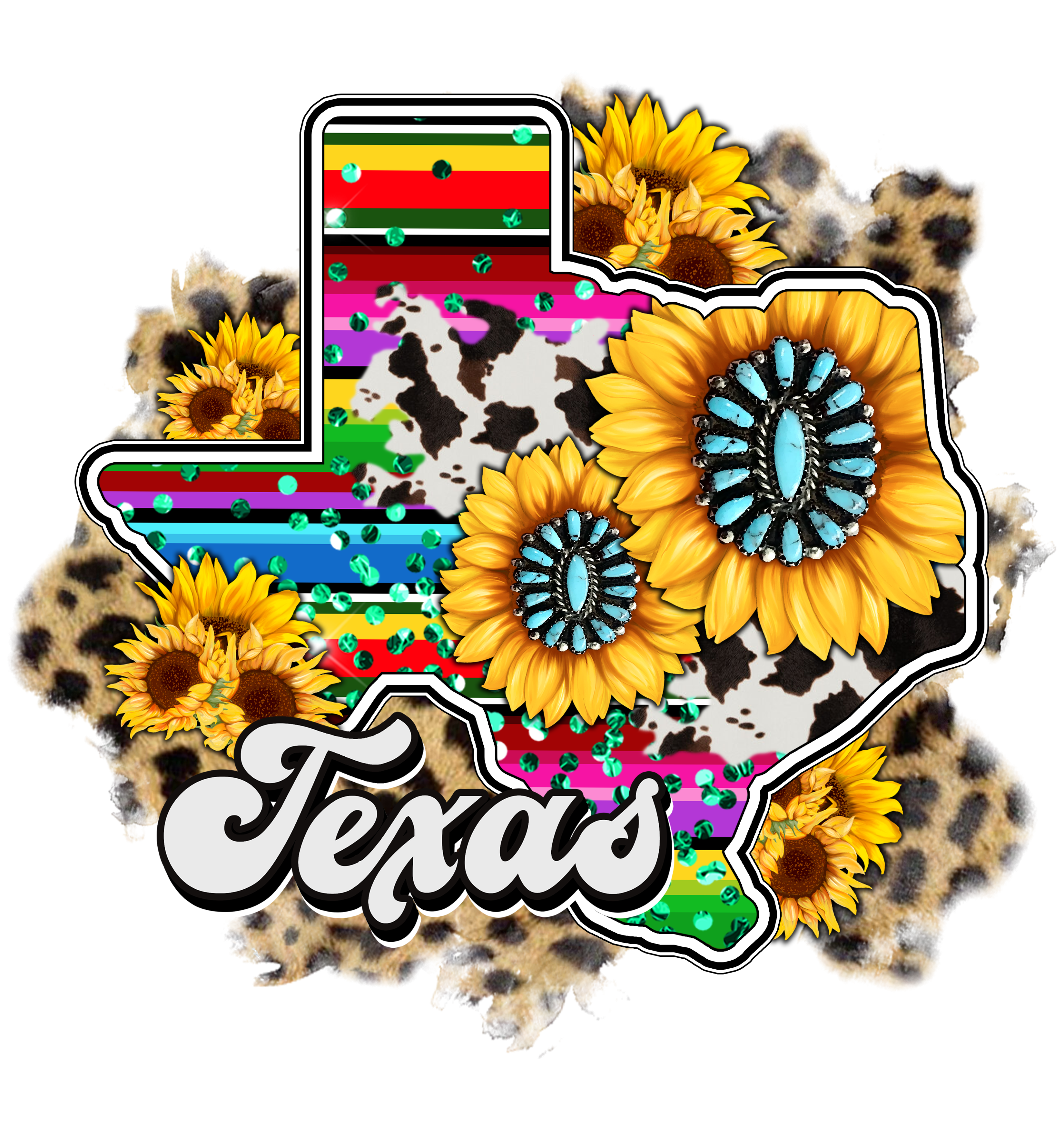 Sublimation Prints - Texas Serape and Sunflowers - The Vinyl Haus Main image