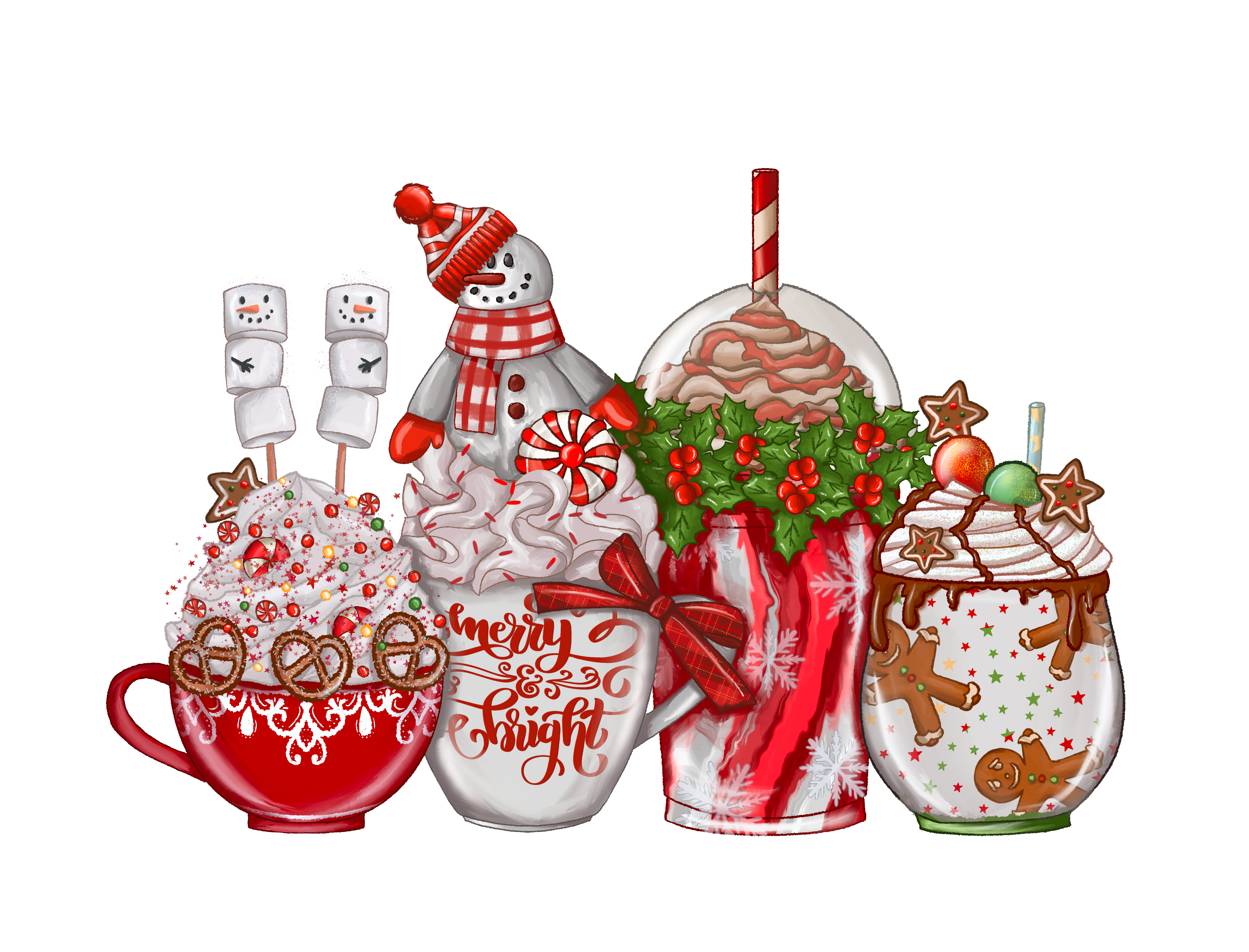Sublimation Prints - Gingerbread Christmas Coffees - The Vinyl Haus Main image
