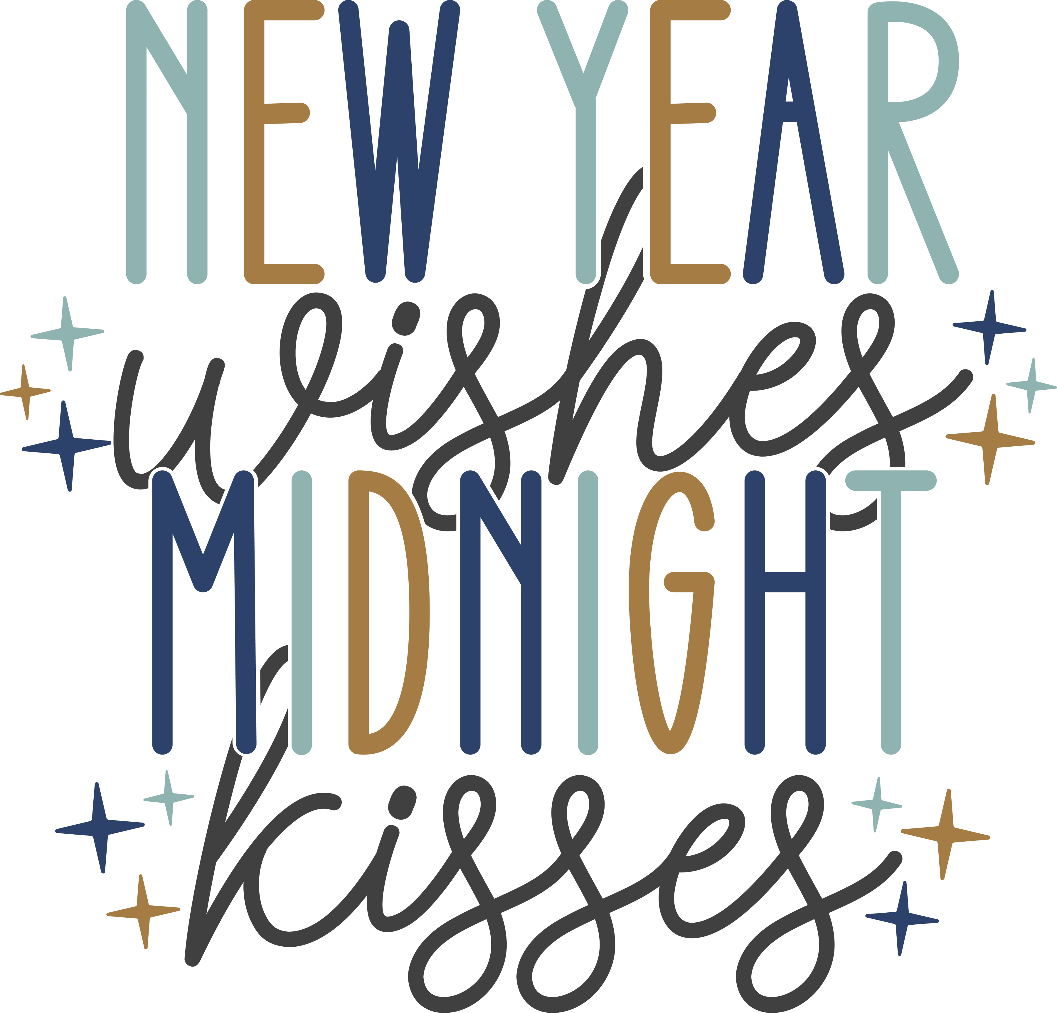 HTV Prints - New Year Wishes Midnight Kisses - The Vinyl Haus Main image