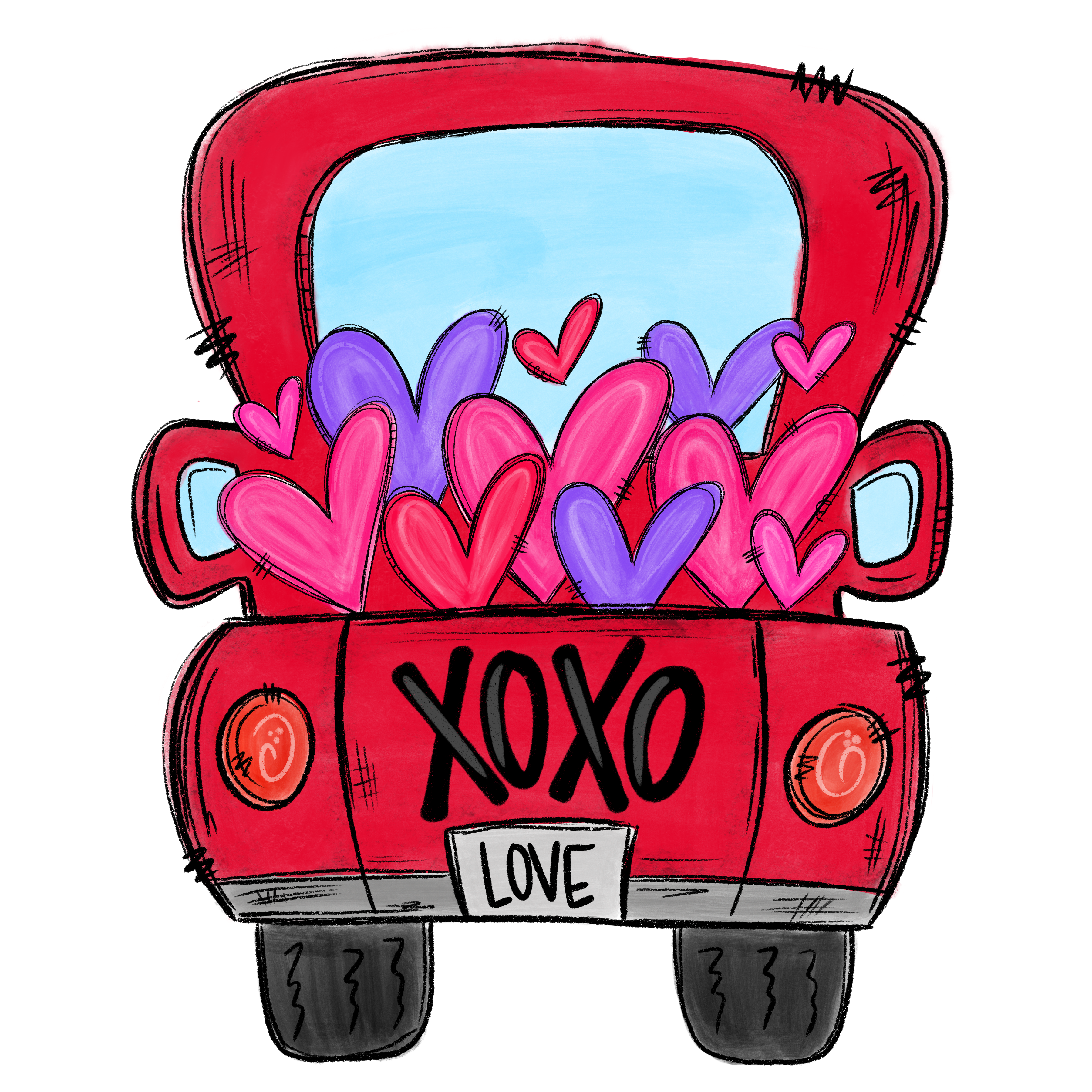 HTV Prints - Valentine Truck XOXO - The Vinyl Haus