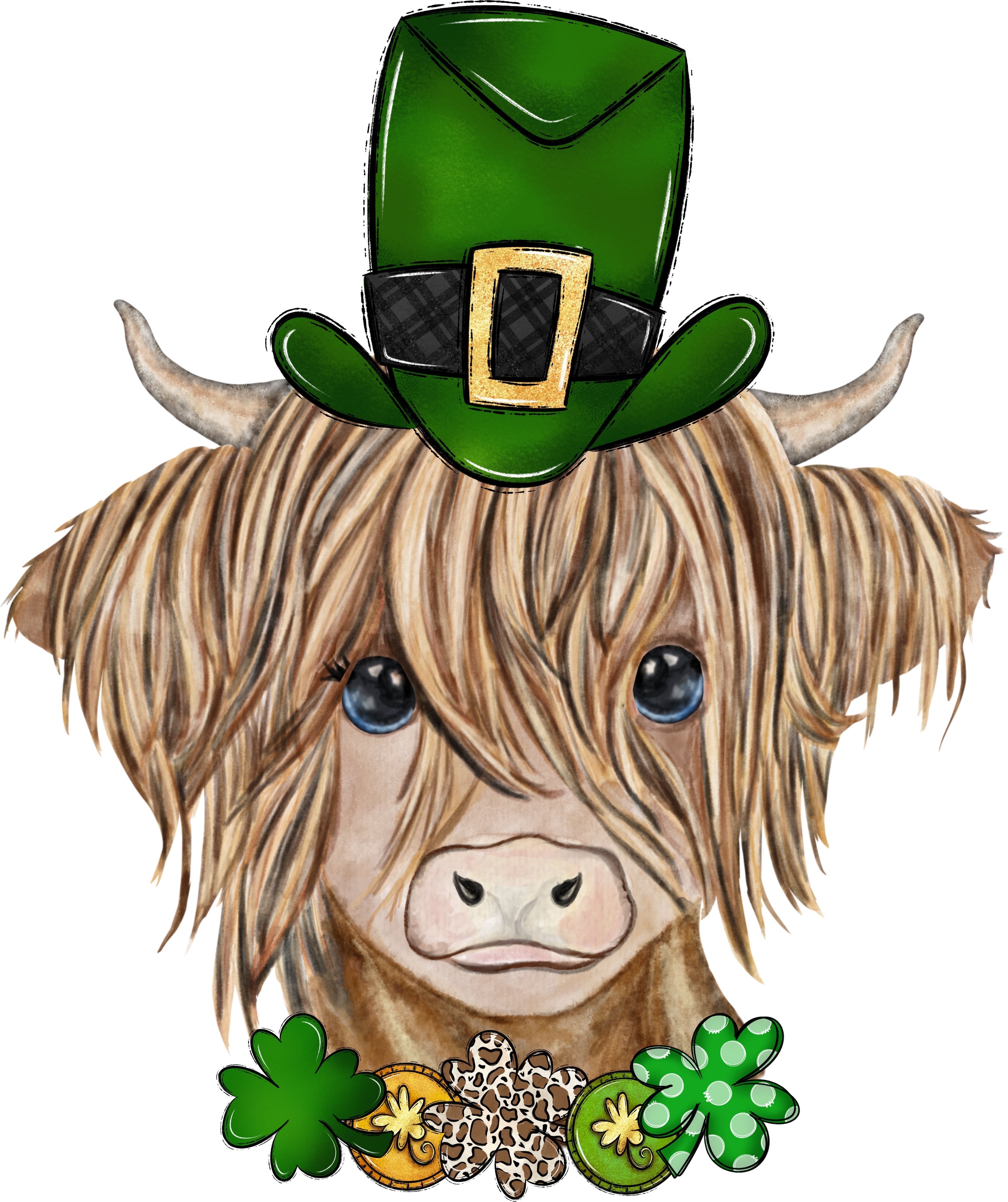 HTV Prints - St Patricks Day Highland Cow - The Vinyl Haus Main image