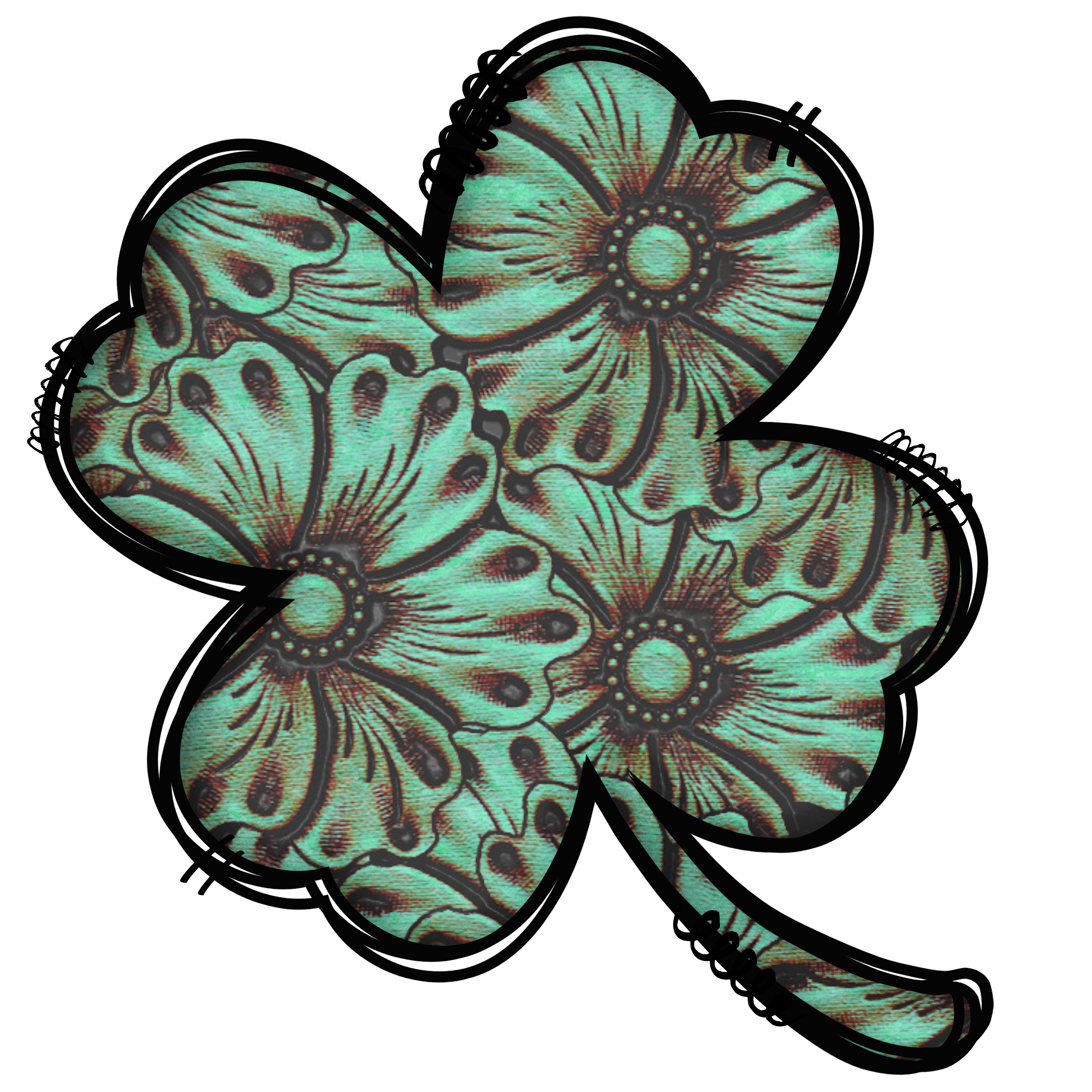 Sublimation Prints - Western Turquoise Leather Shamrock - The Vinyl Haus