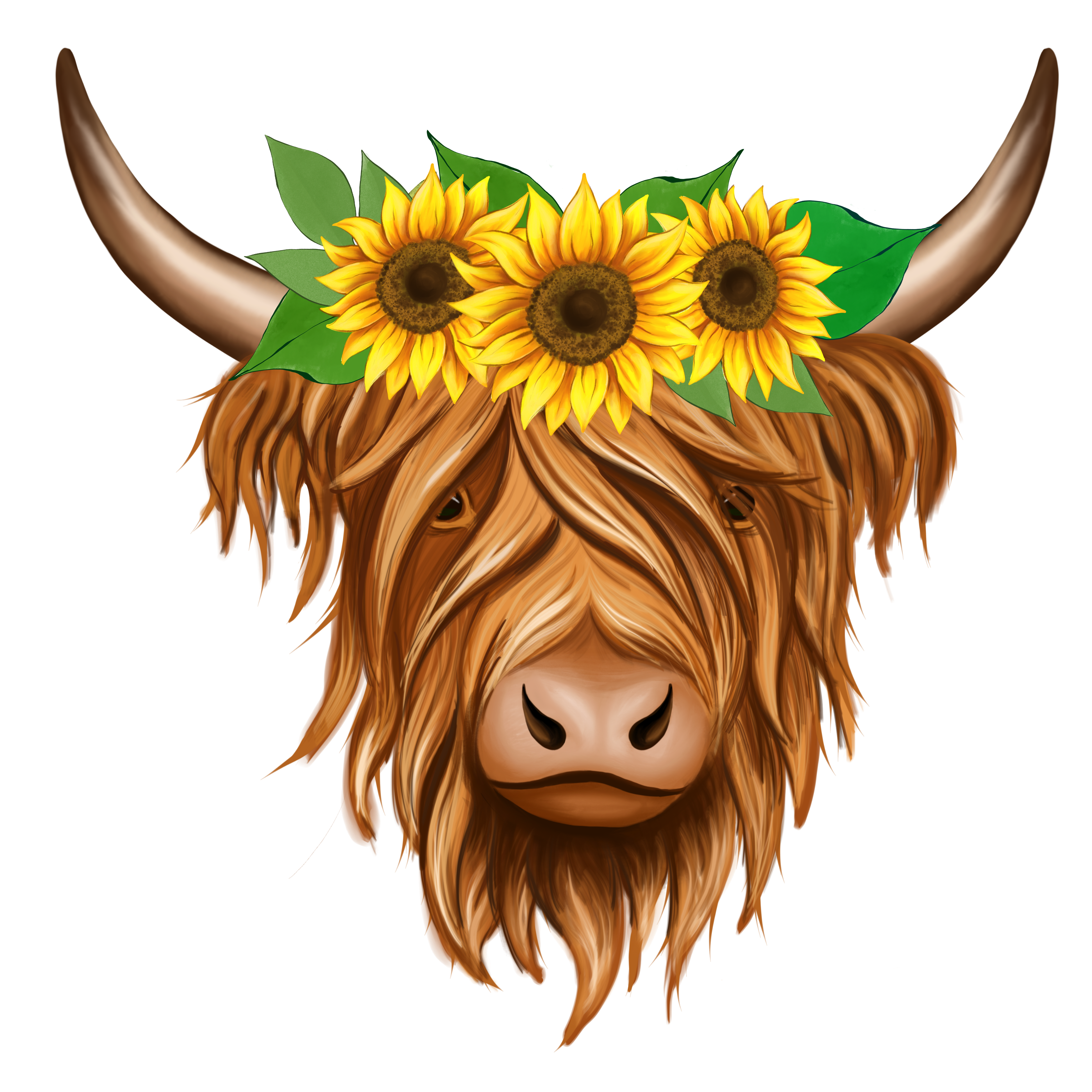 HTV Prints - Sunflower Highland Cow - The Vinyl Haus Main image