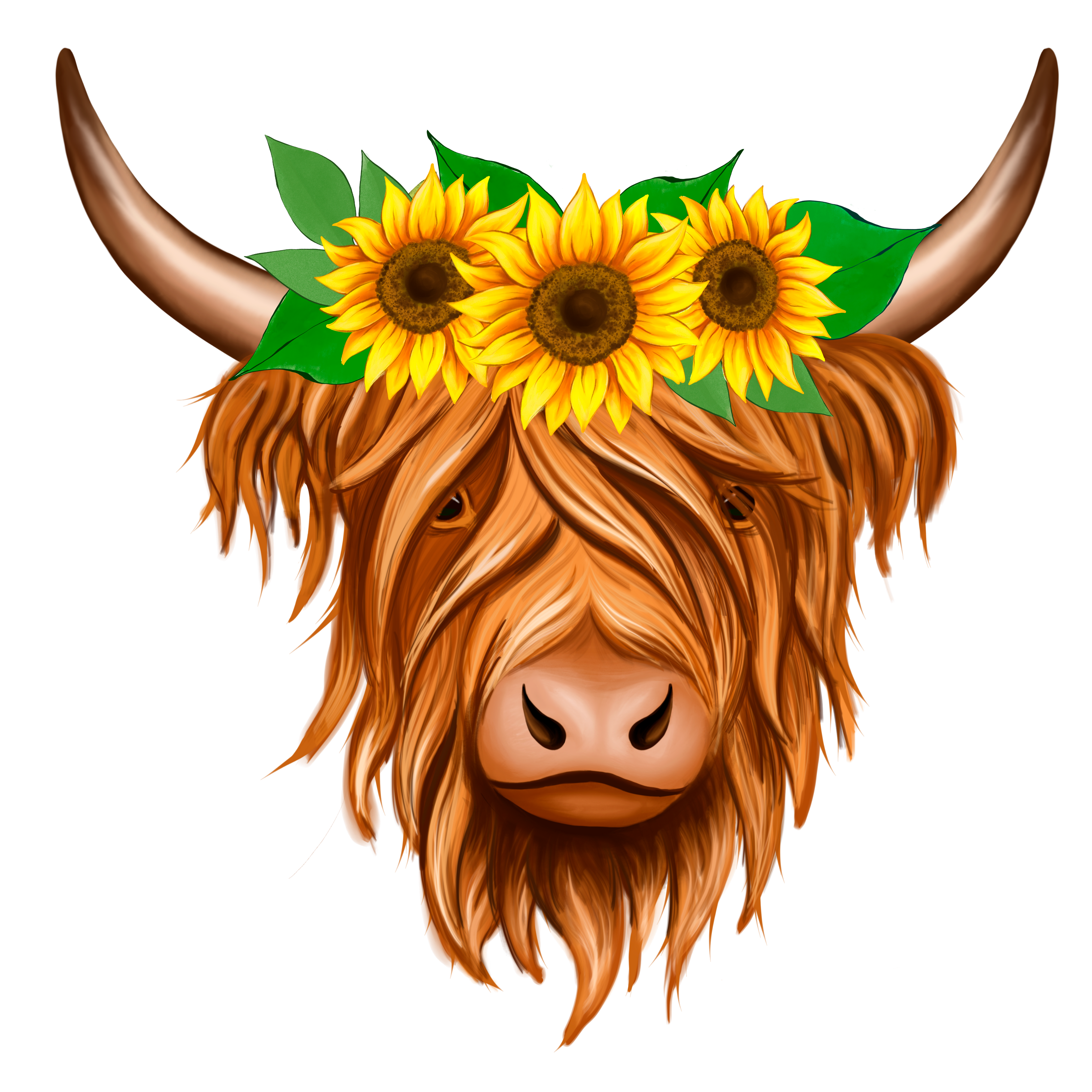 HTV Prints - Sunflower Highland Cow - The Vinyl Haus