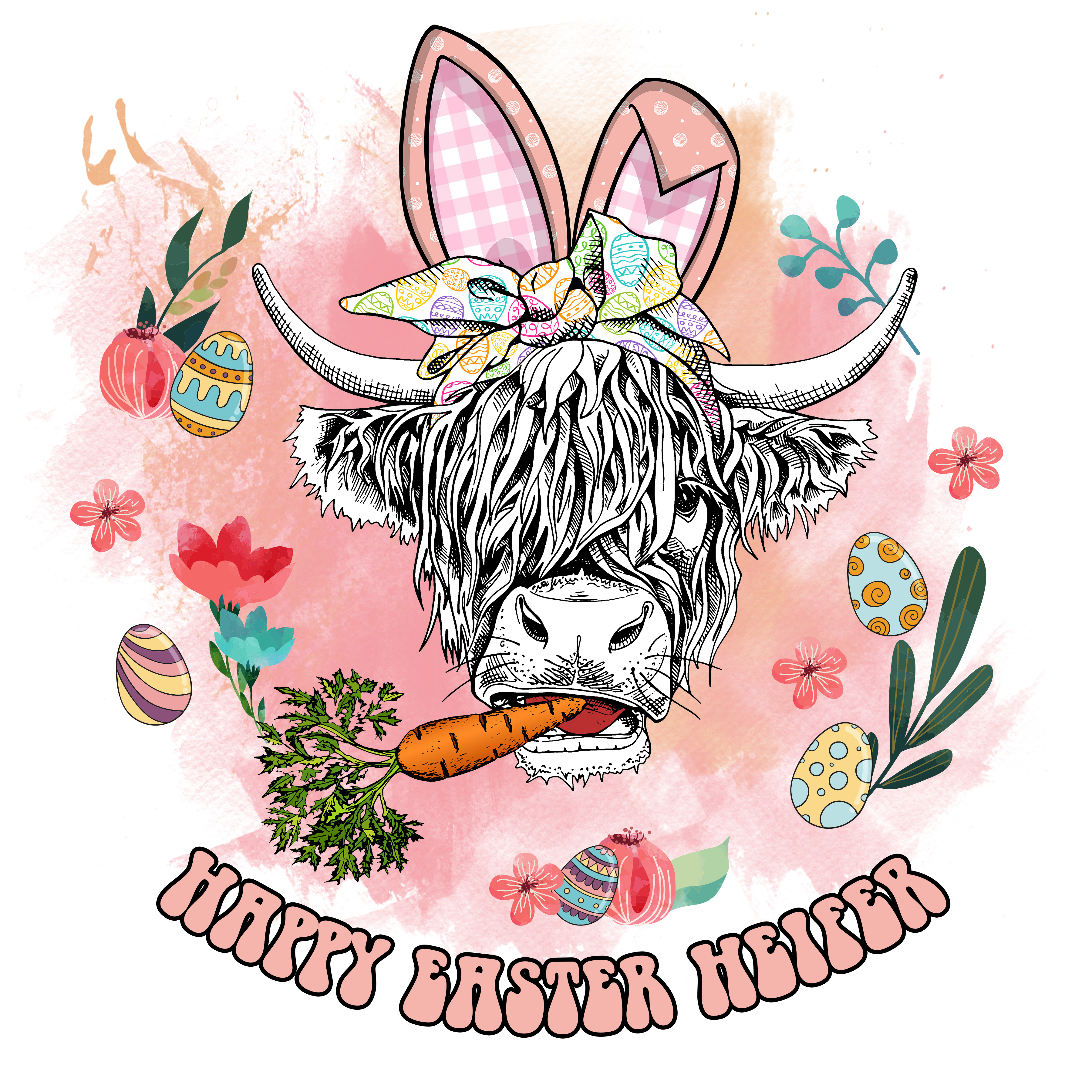 Sublimation Prints - Happy Easter Heifer - The Vinyl Haus Main image