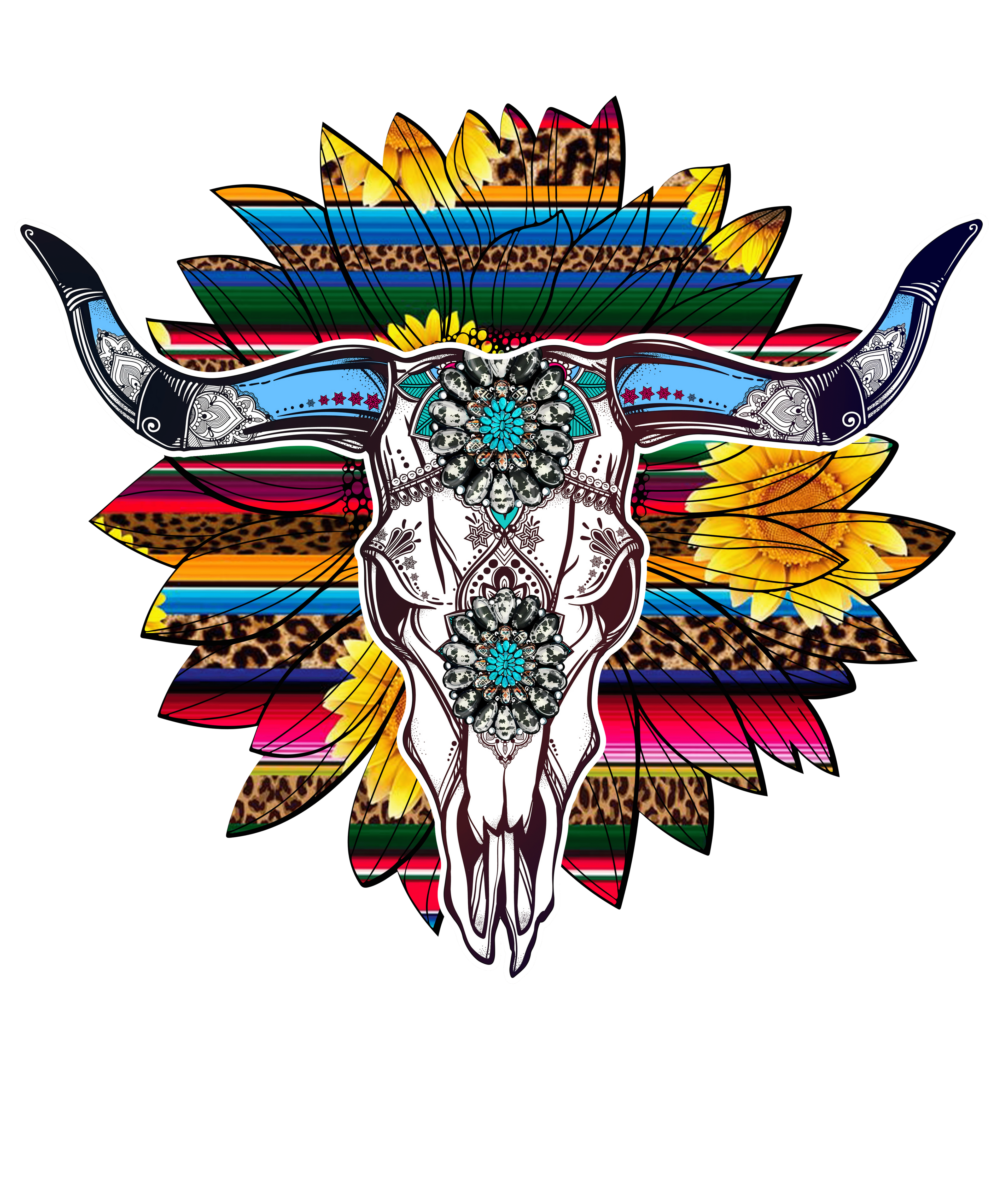 Copy of Sublimation Prints - Serape Cow Skull - The Vinyl Haus