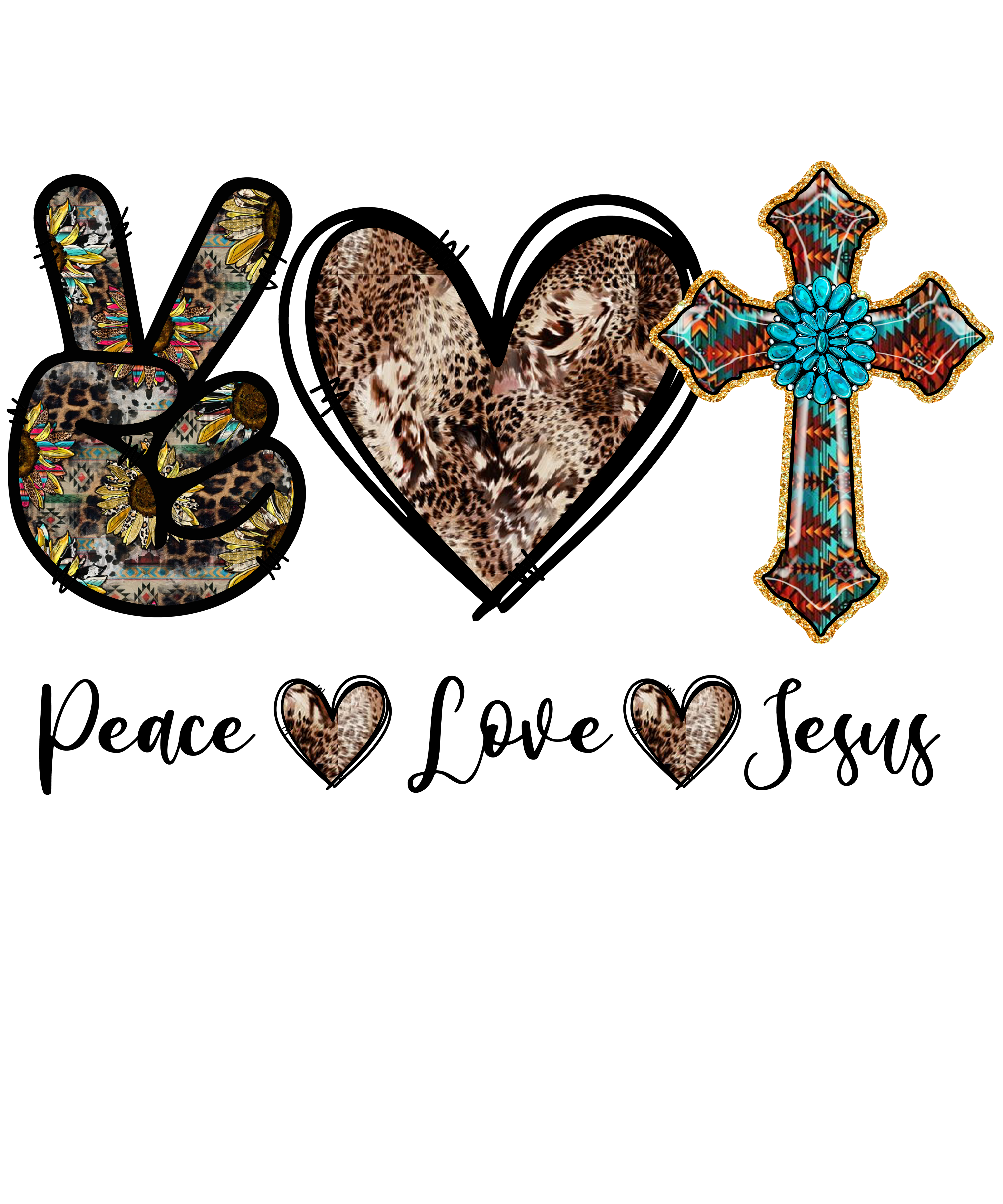 Sublimation Prints - Peace Love Jesus - The Vinyl Haus Main image