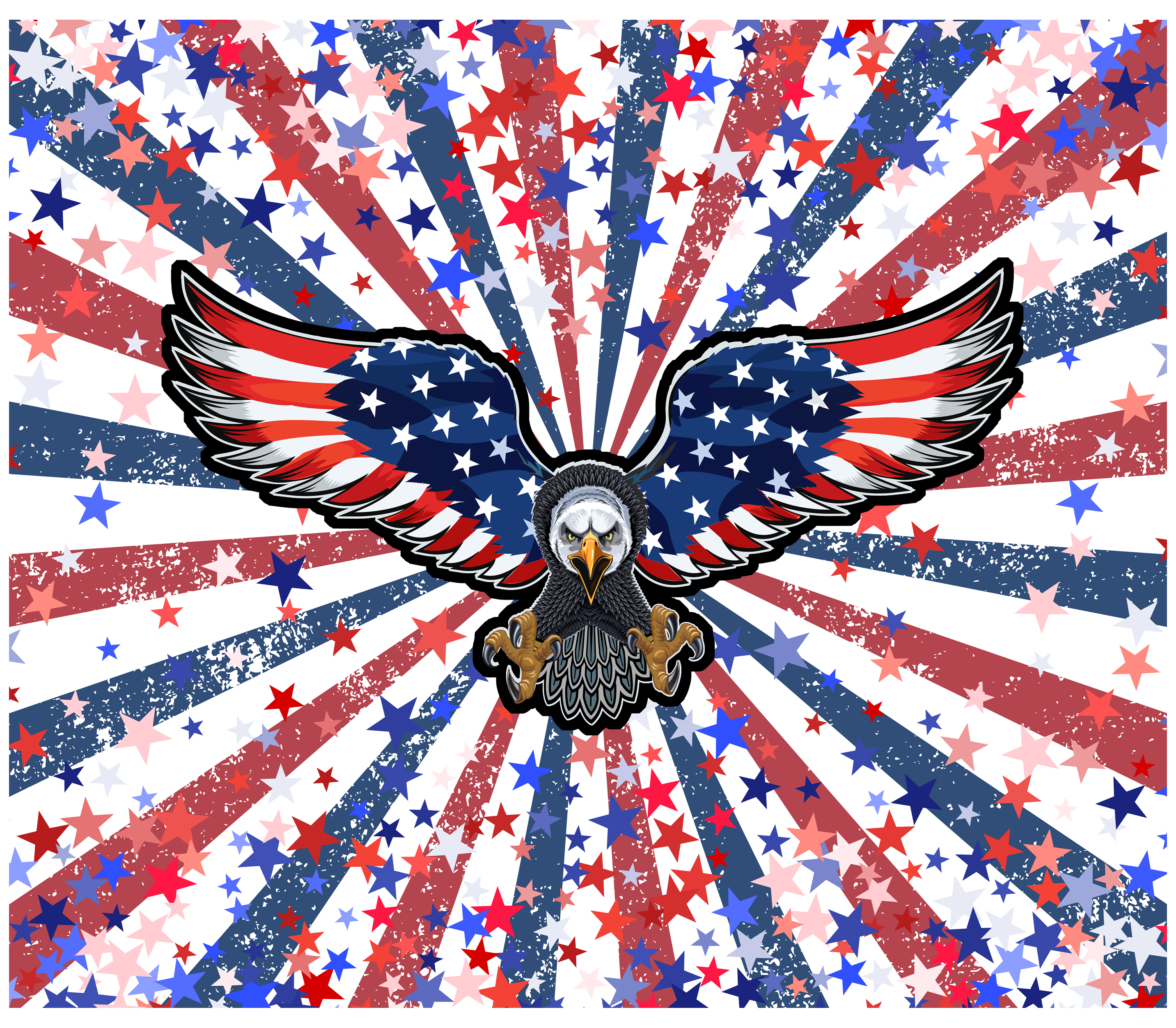 Sublimation Tumbler Wrap -4th of July Burst With Eagle - The Vinyl Haus Main image