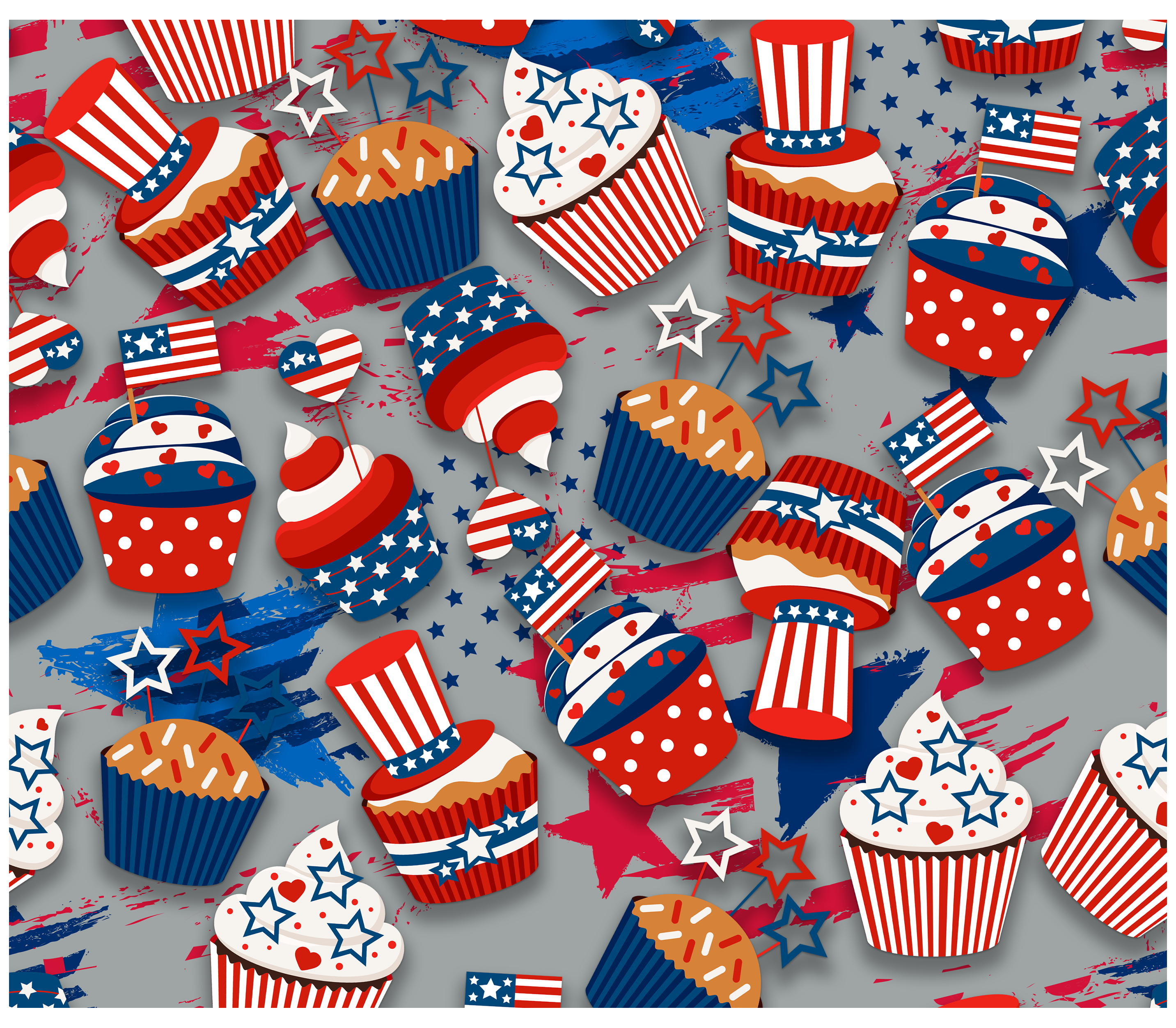 Sublimation Tumbler Wrap - 4th of July Cupcakes - The Vinyl Haus Main image