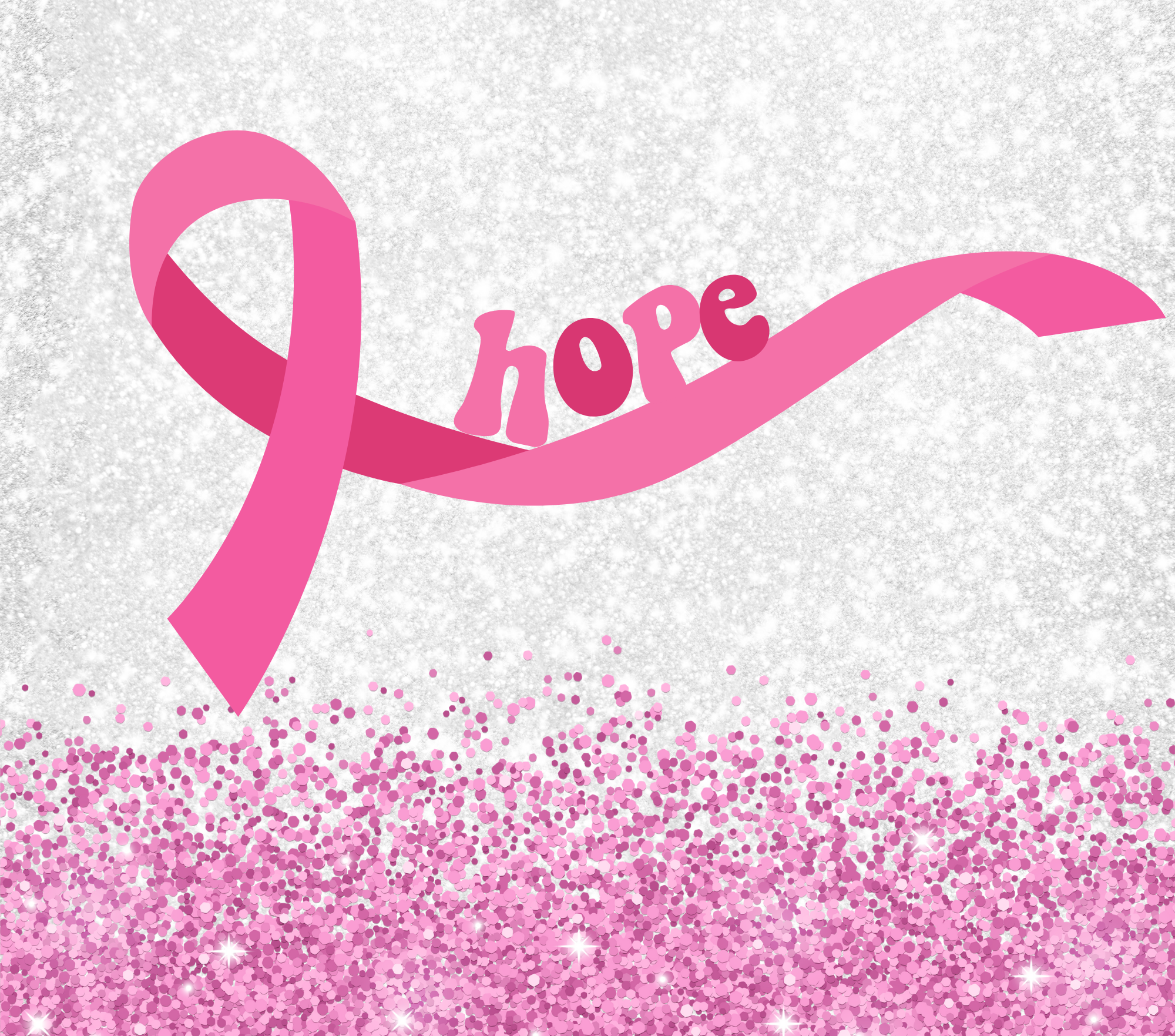 Sublimation Tumbler Wrap - Pink Ribbon Hope - The Vinyl Haus Main image