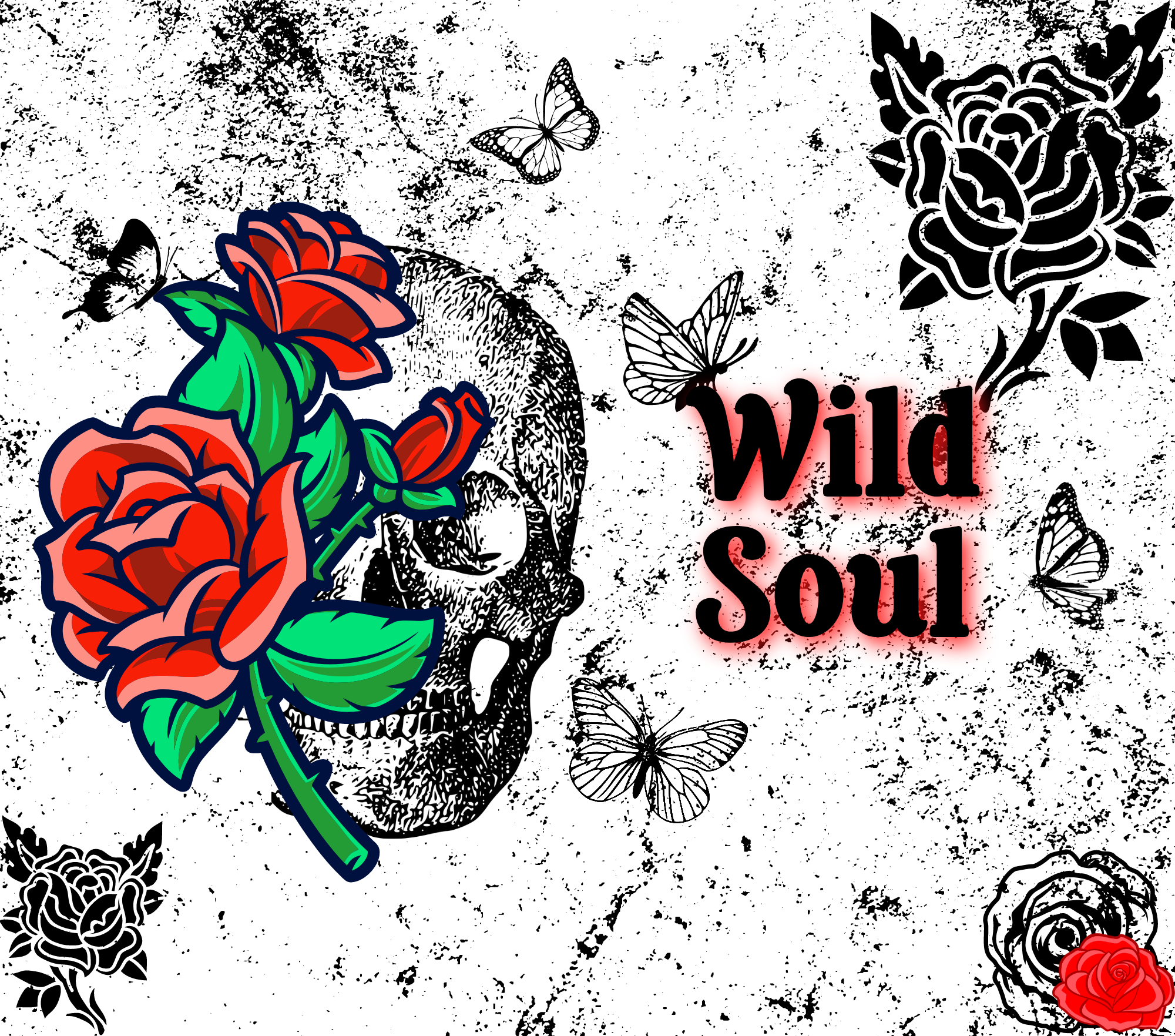 Sublimation Tumbler Wrap - Skull and Roses - The Vinyl Haus Main image