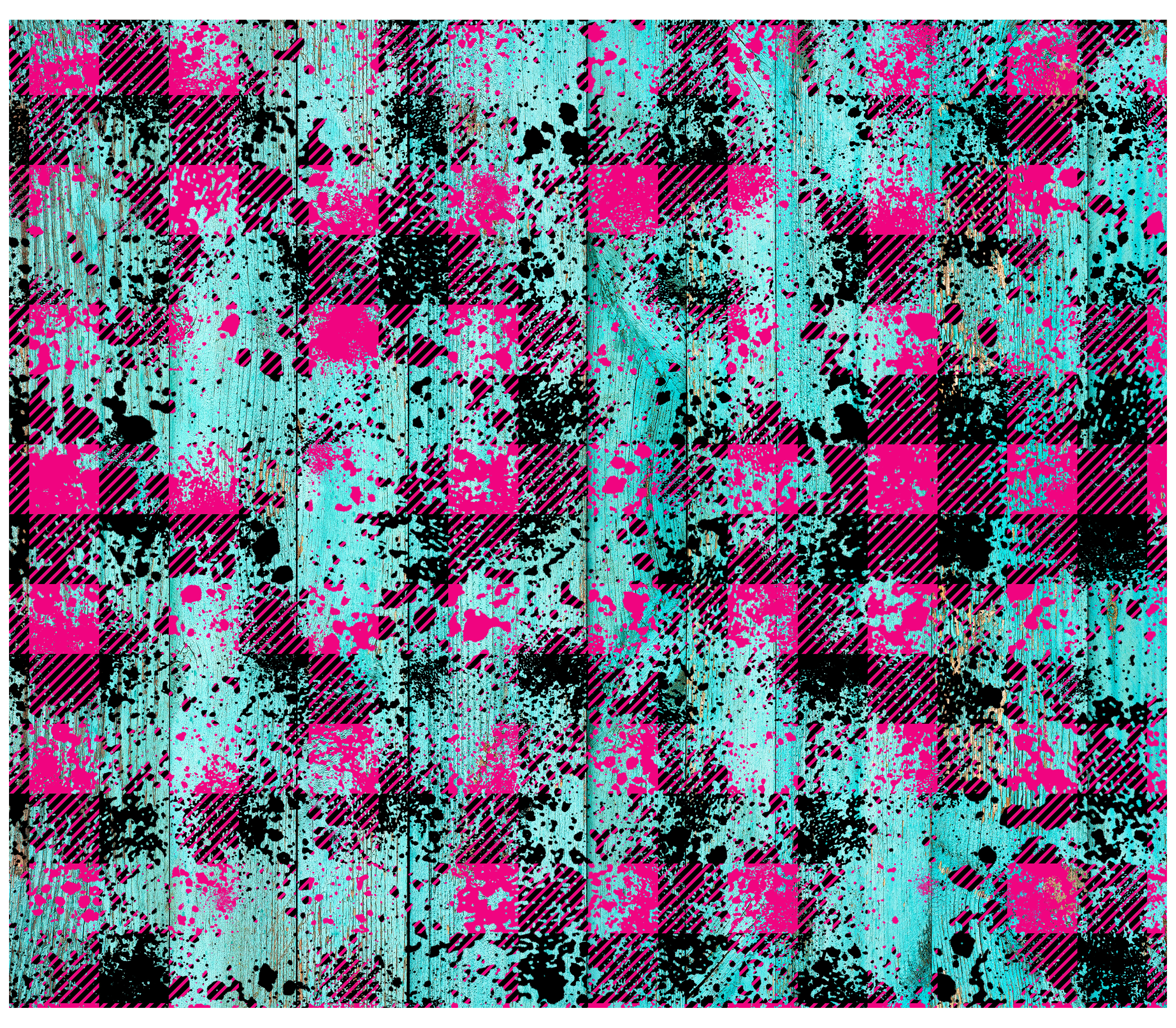 Sublimation Tumbler Wrap - Pink Buffalo Plaid and Woodgrain - The Vinyl Haus Main image