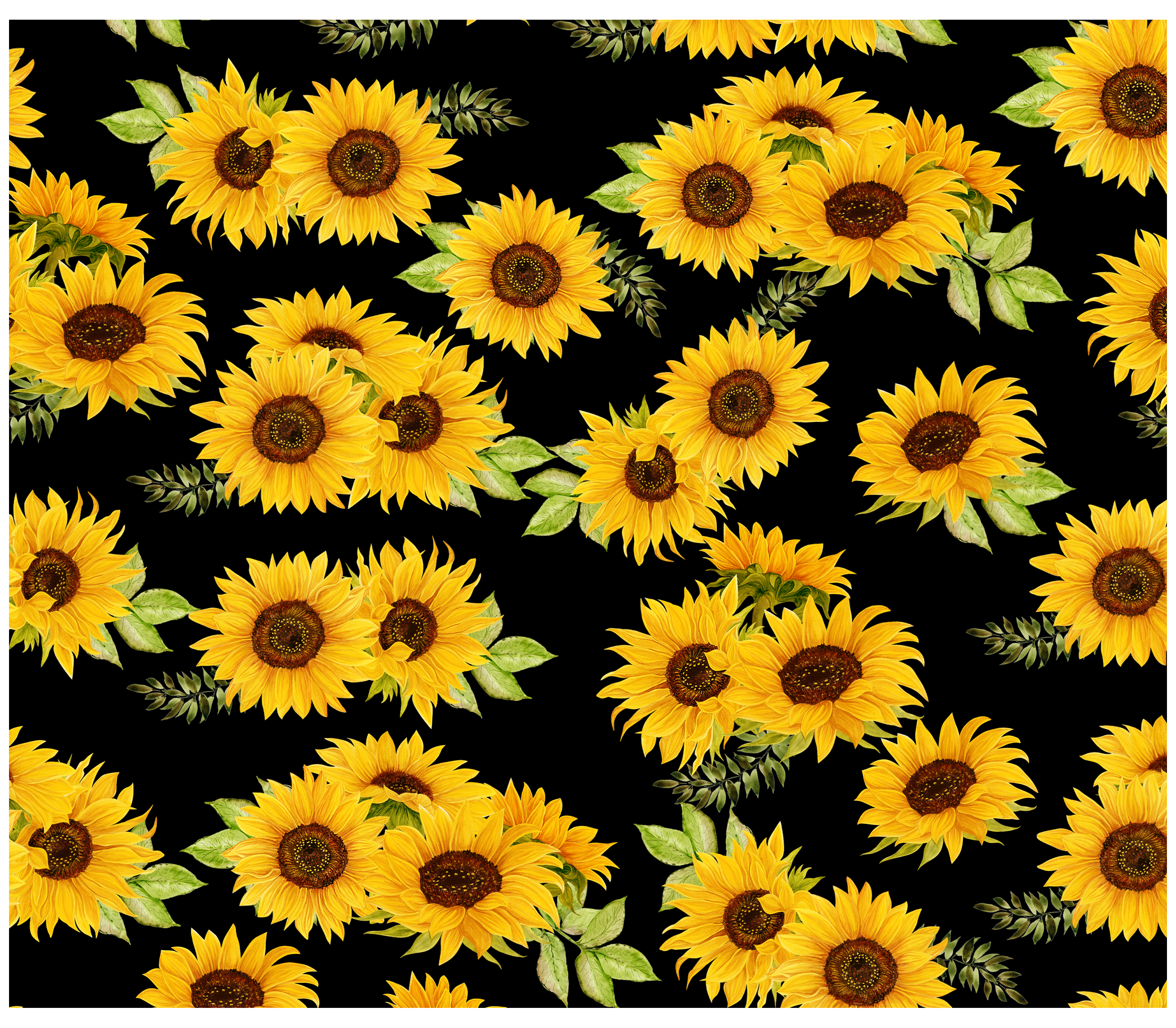 Sublimation Tumbler Wrap - Sunflowers Black Background - The Vinyl Haus
