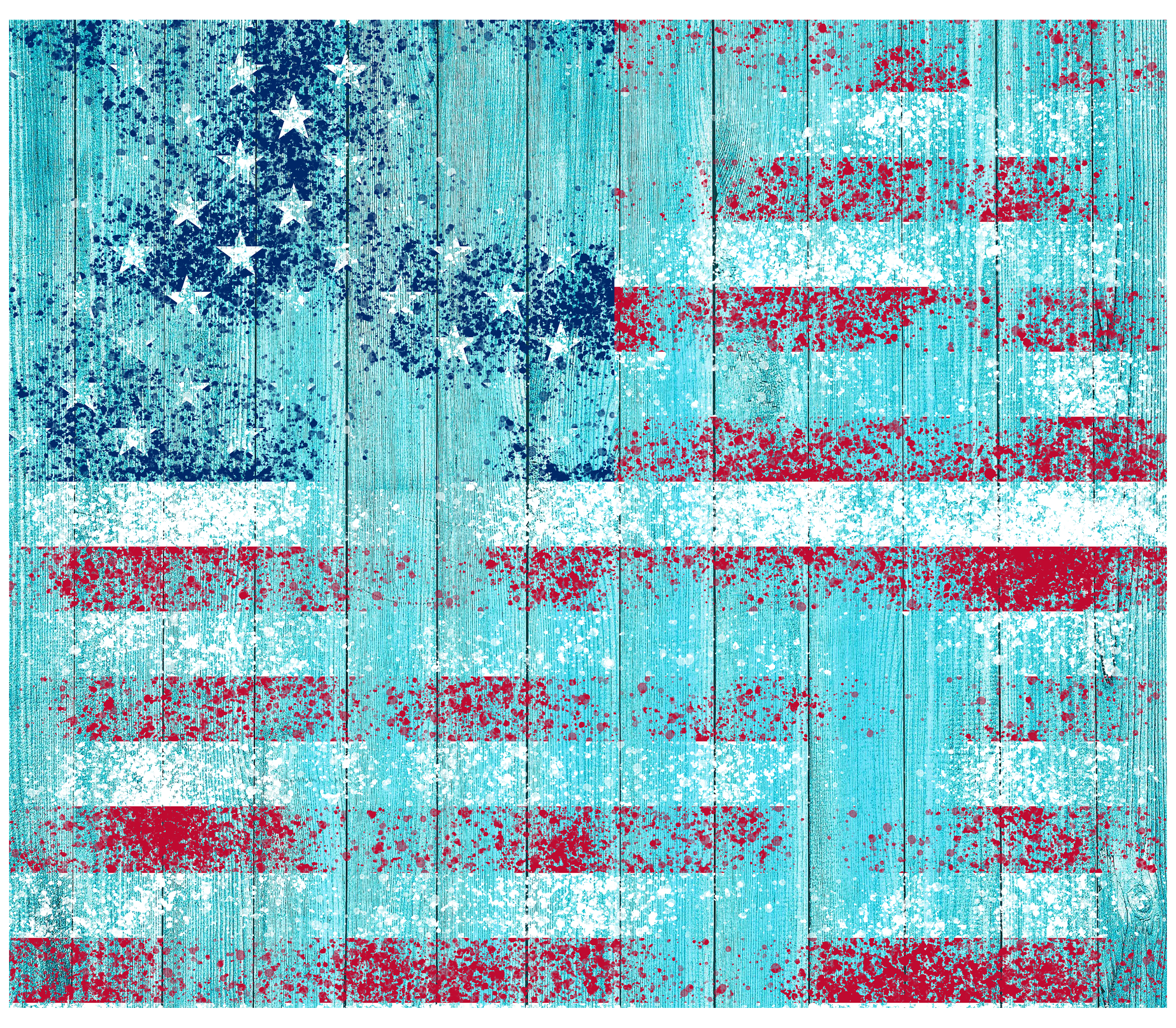 Sublimation Tumbler Wrap - 4th of July Distressed Flag on Woodgrain - The Vinyl Haus Main image