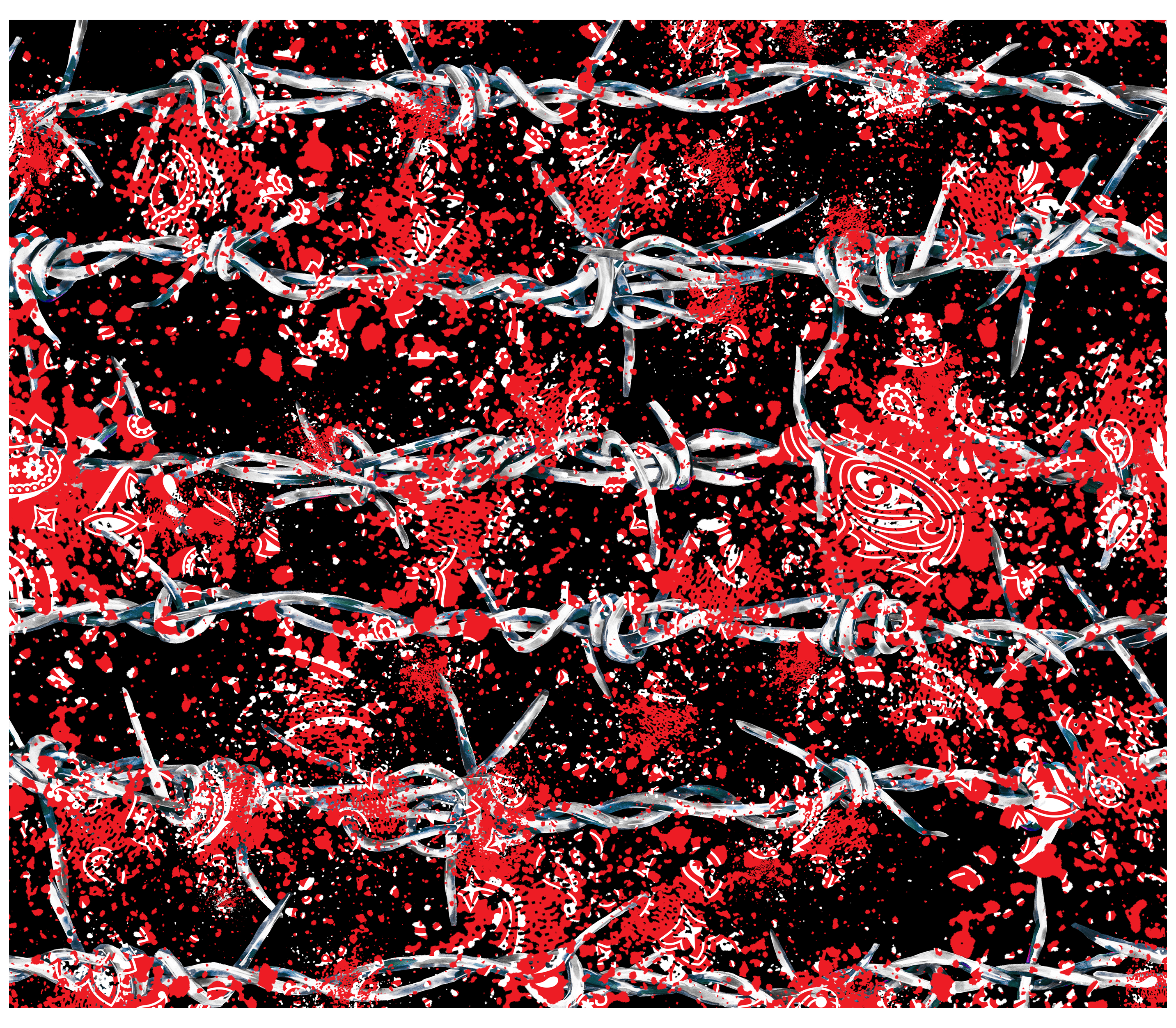 Sublimation Tumbler Wrap - Barbed Wire and Paisley - The Vinyl Haus Main image