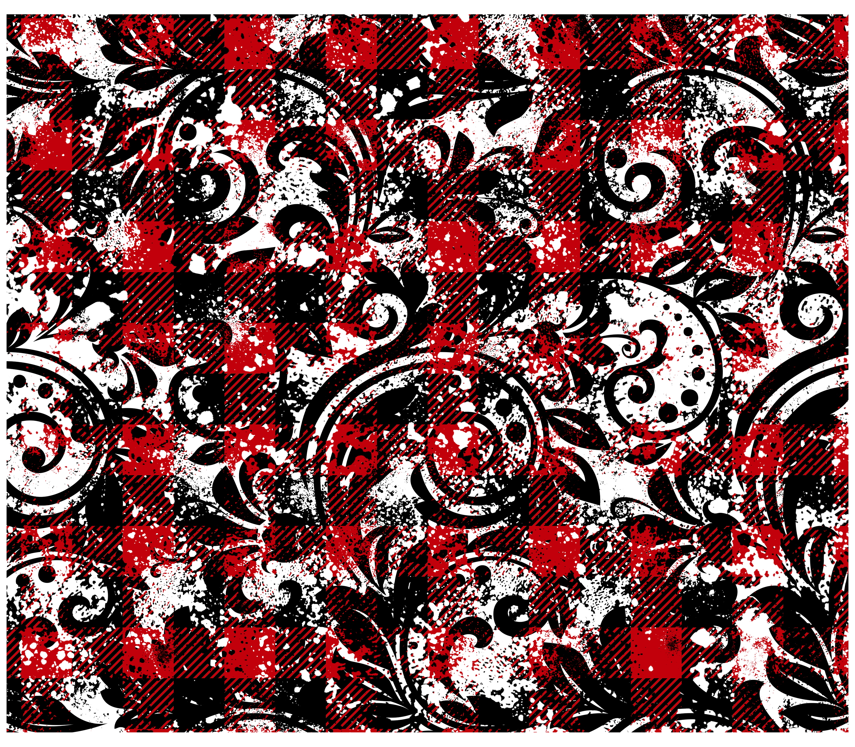 Sublimation Tumbler Wrap - Red Buffalo Plaid and Paisley - The Vinyl Haus Main image