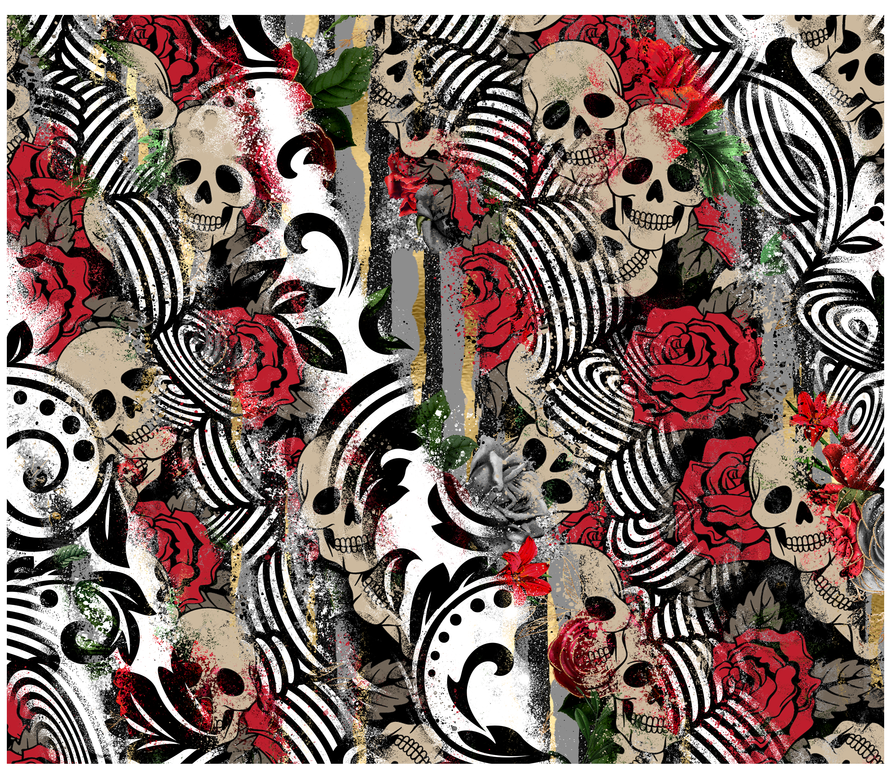 Sublimation Tumbler Wrap - Skull Stripes - The Vinyl Haus Main image