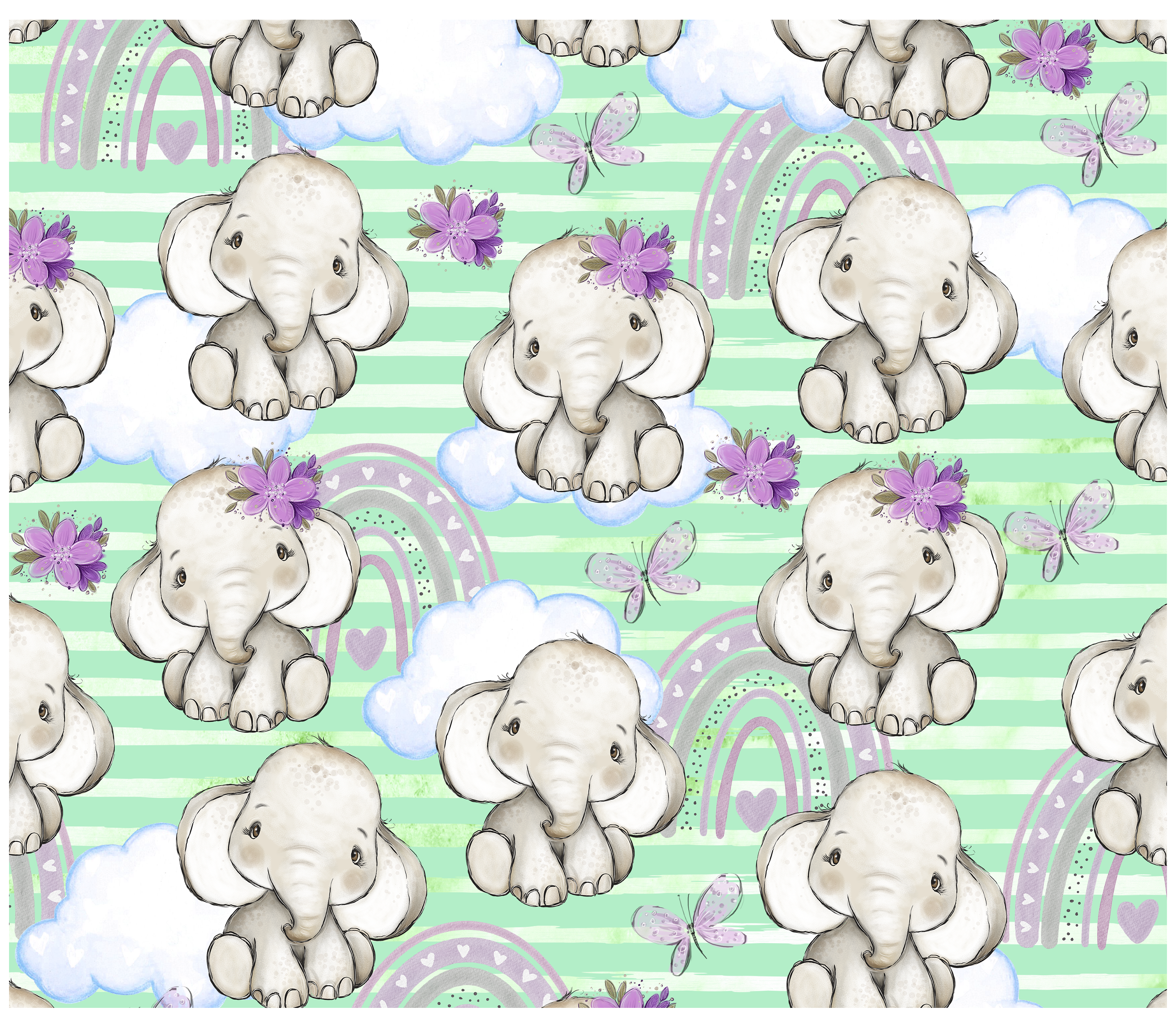 Sublimation Tumbler Wrap - Baby Elephants - The Vinyl Haus Main image