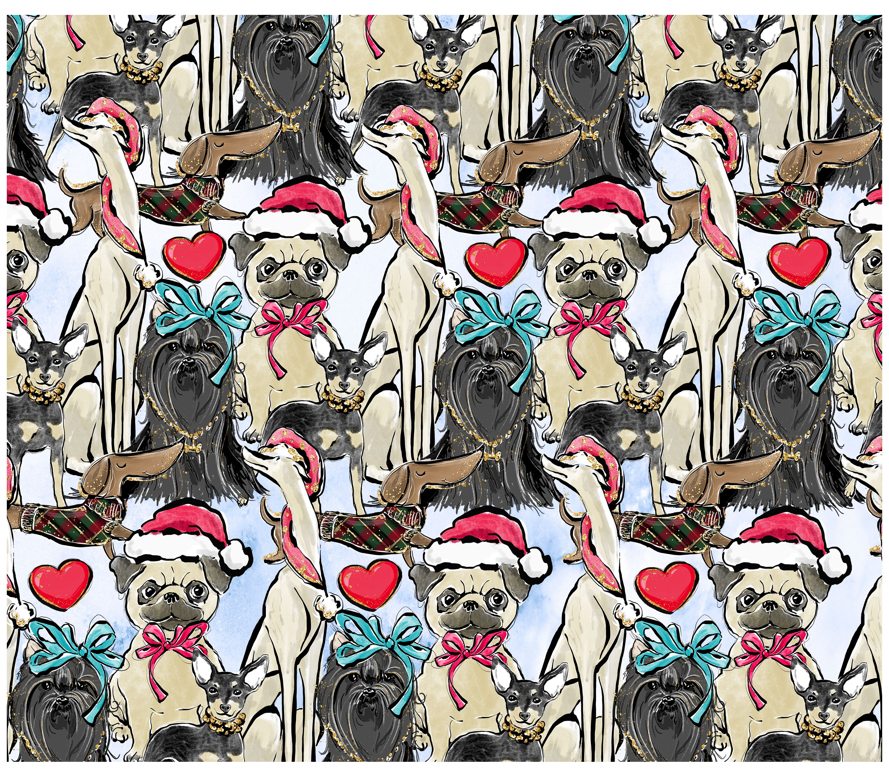 Sublimation Tumbler Wrap - Christmas Dogs - The Vinyl Haus Main image