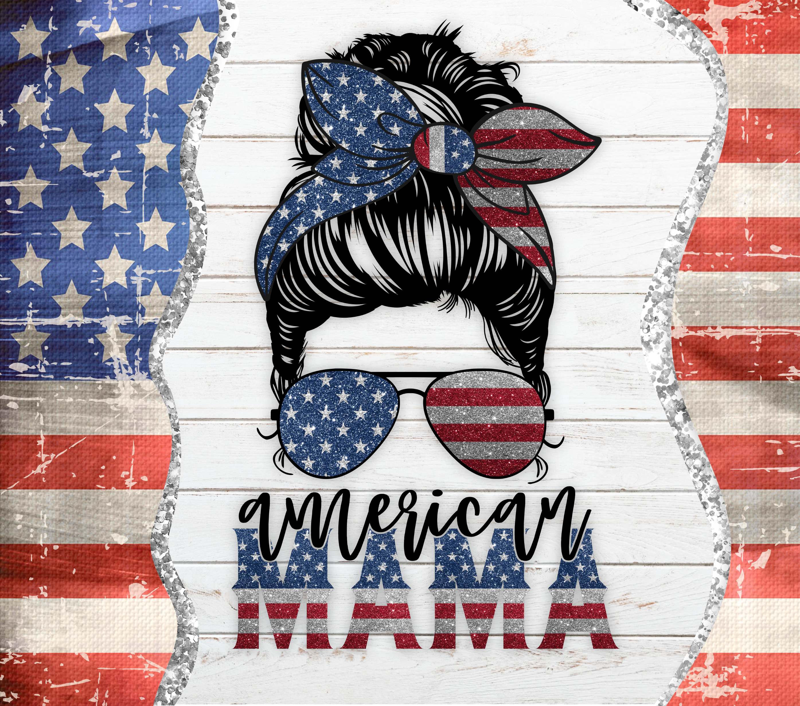 Sublimation Tumbler Wrap - American Mama - The Vinyl Haus Main image