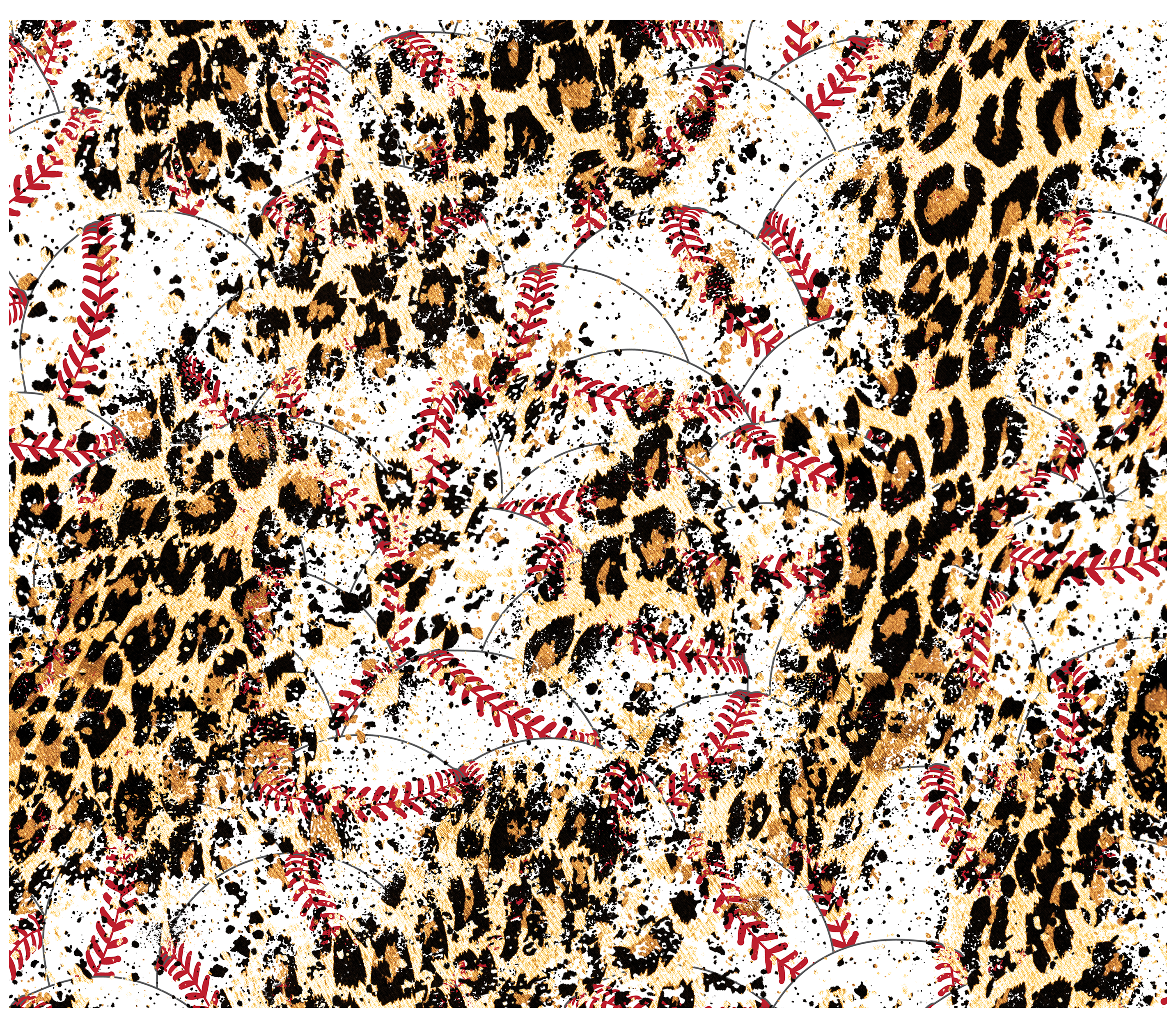 Sublimation Tumbler Wrap - Baseballs and Leopard - The Vinyl Haus Main image