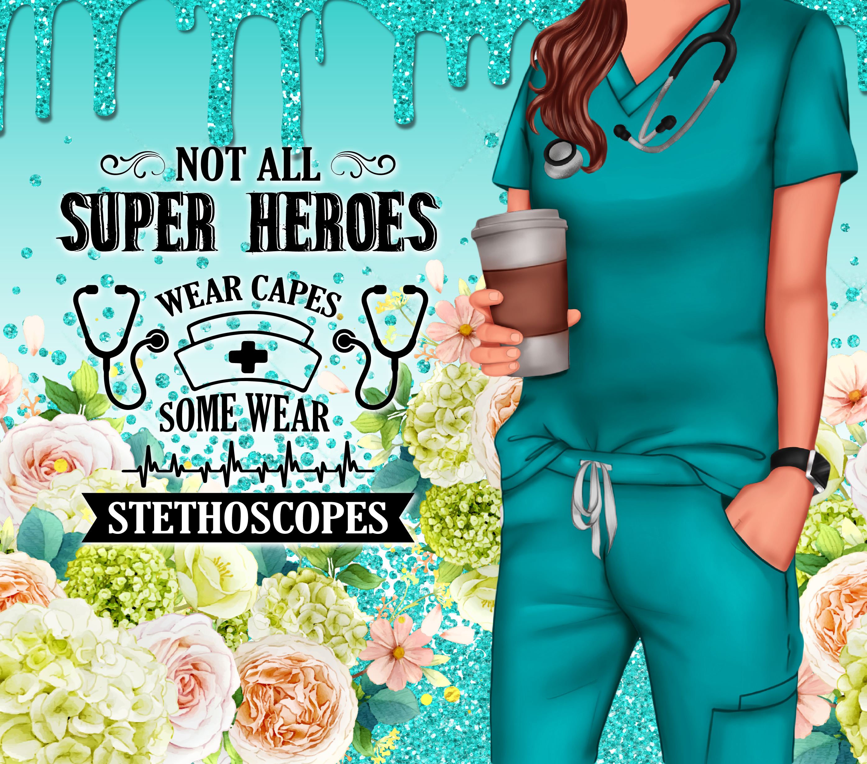 Sublimation Tumbler Wrap - Superhero Nurse - The Vinyl Haus Main image