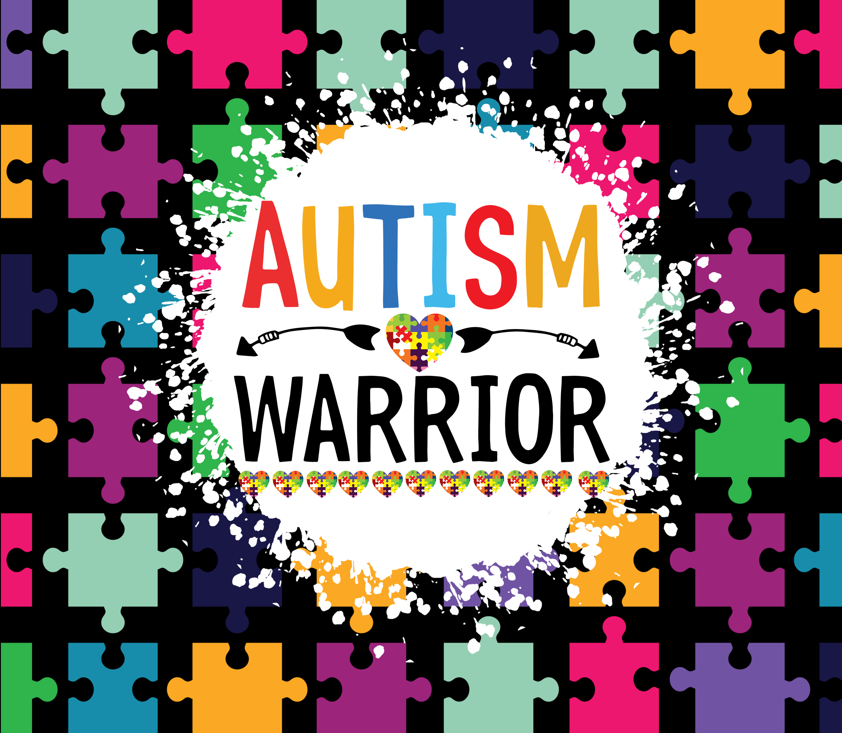 Sublimation Tumbler Wrap - Autism Warrior - The Vinyl Haus Main image