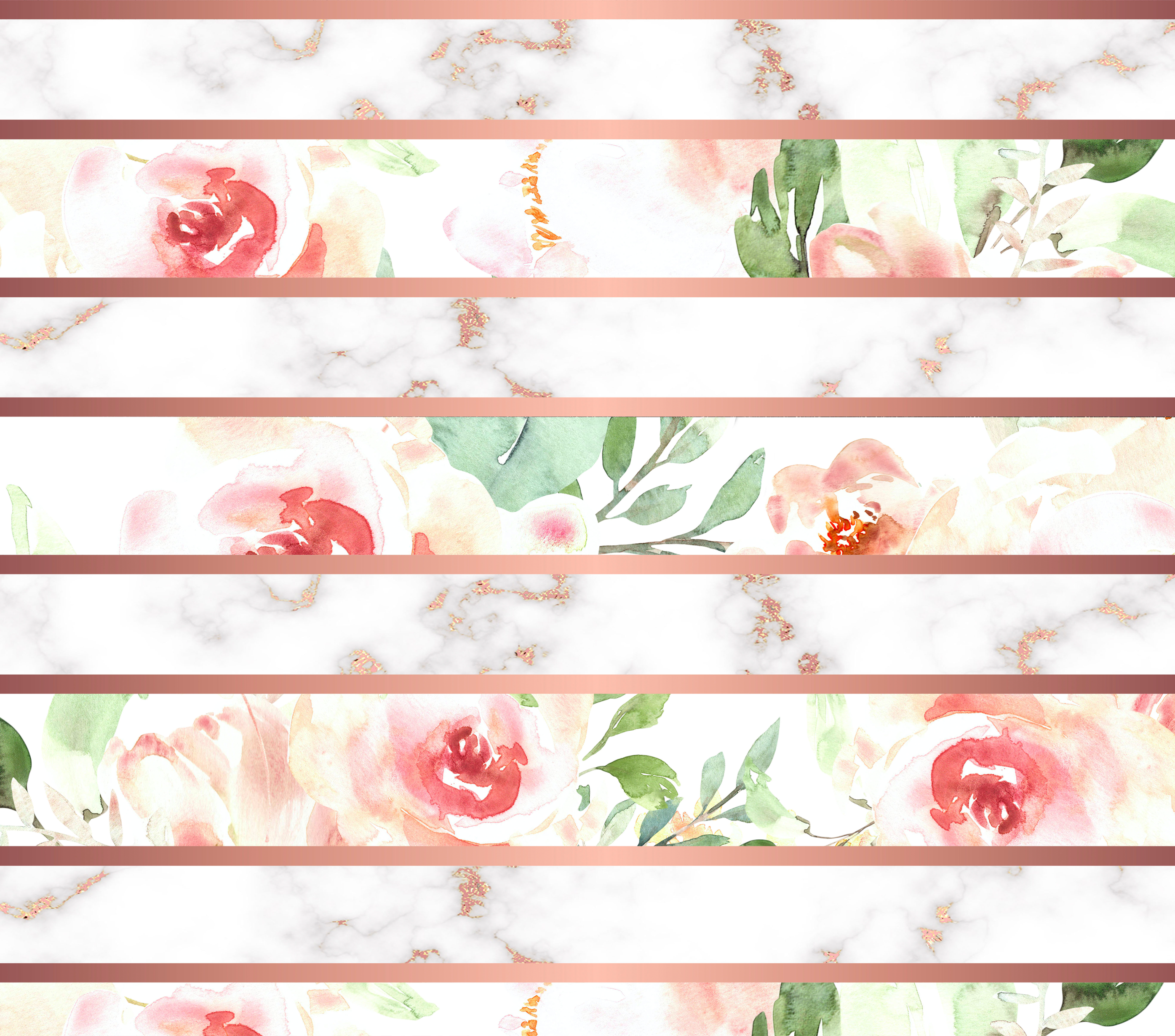 Sublimation Tumbler Wrap - Floral Stripes - The Vinyl Haus Main image