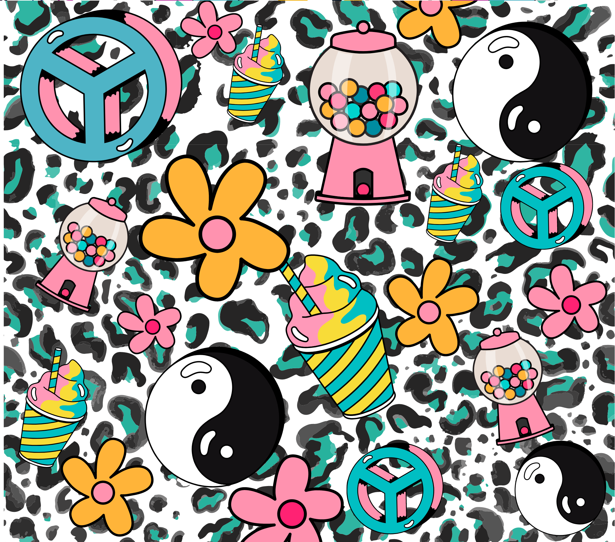 Sublimation Tumbler Wrap - Retro Symbols - The Vinyl Haus Main image