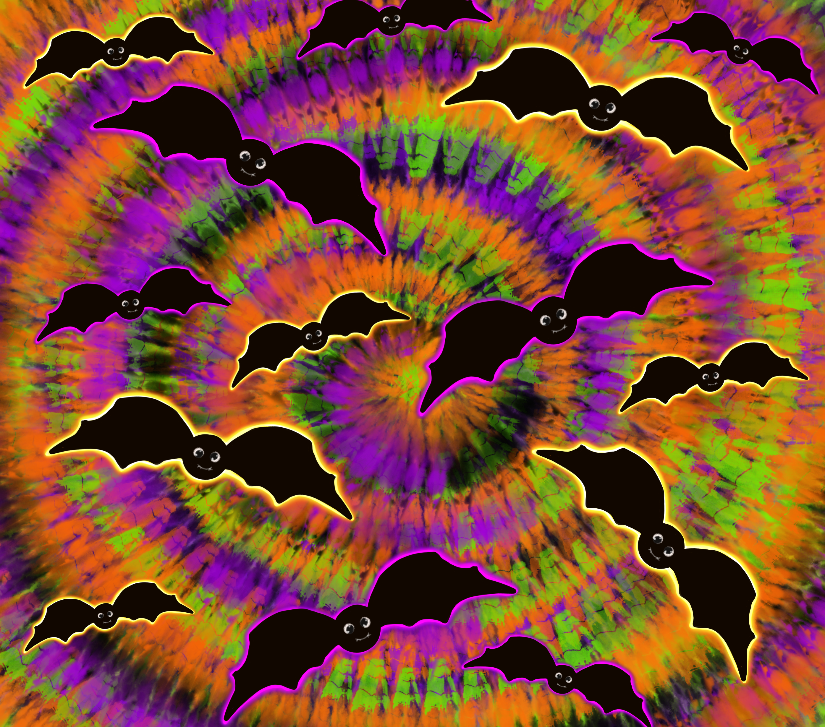 Sublimation Tumbler Wrap - Tie Dye Bats - The Vinyl Haus Main image