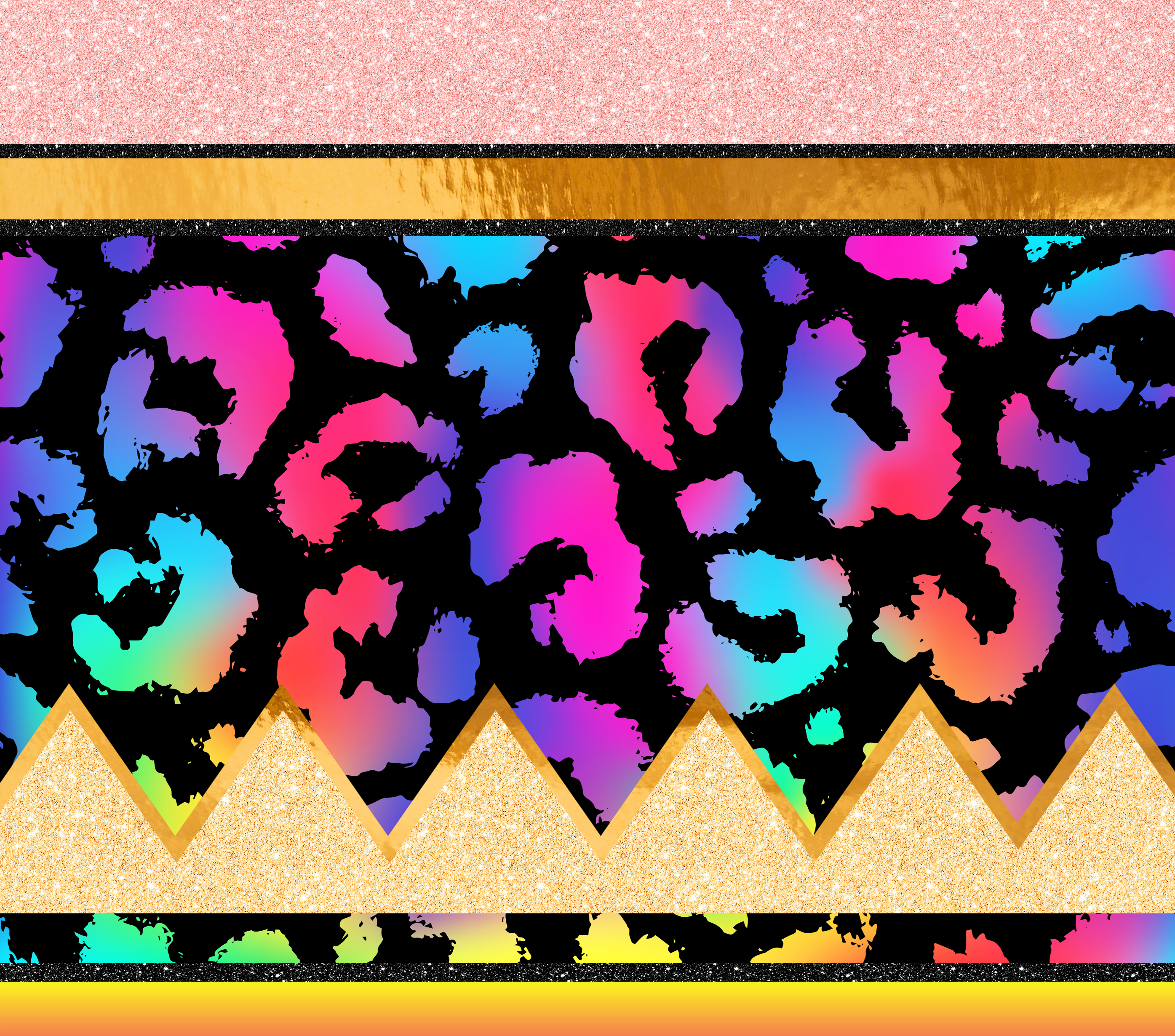 Sublimation Tumbler Wrap - Rainbow Leopard Pencil - The Vinyl Haus Main image